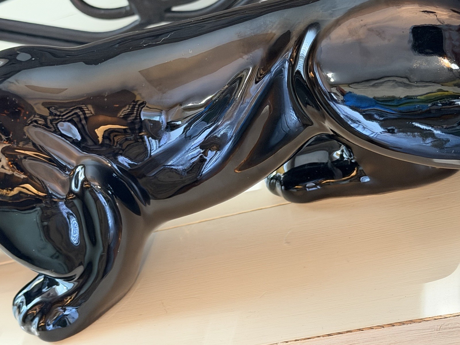 VTG MCM Royal Haeger Pottery Black Ceramic Panther Sculpture 18″