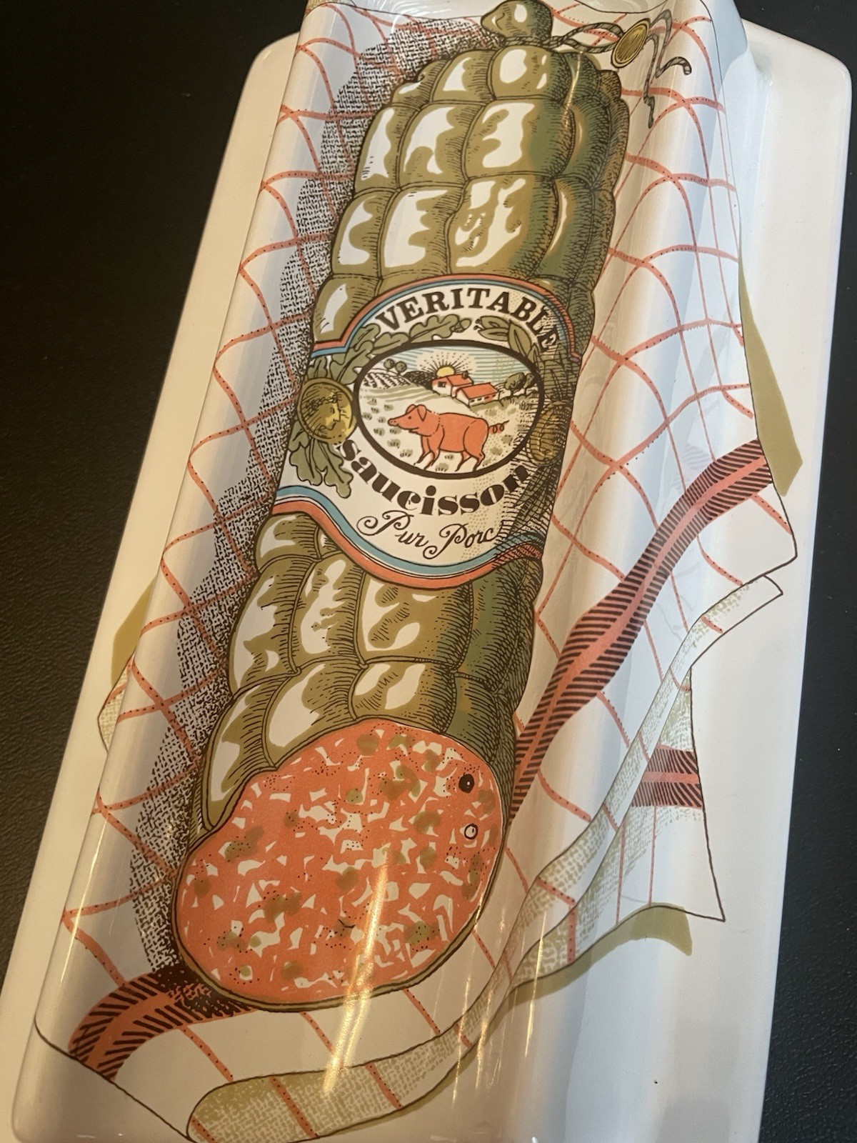 ESTELLO FRANCE Ceramic SAUSAGE Platter OR CHEESE SERVER /WALL HANGING Ex Cond!