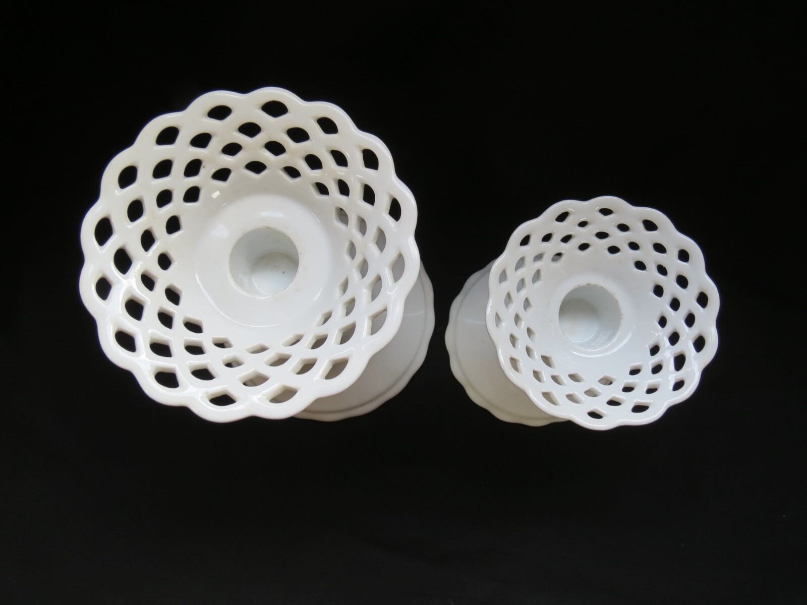 Vintage Lace Edge Porcelain Candlesticks