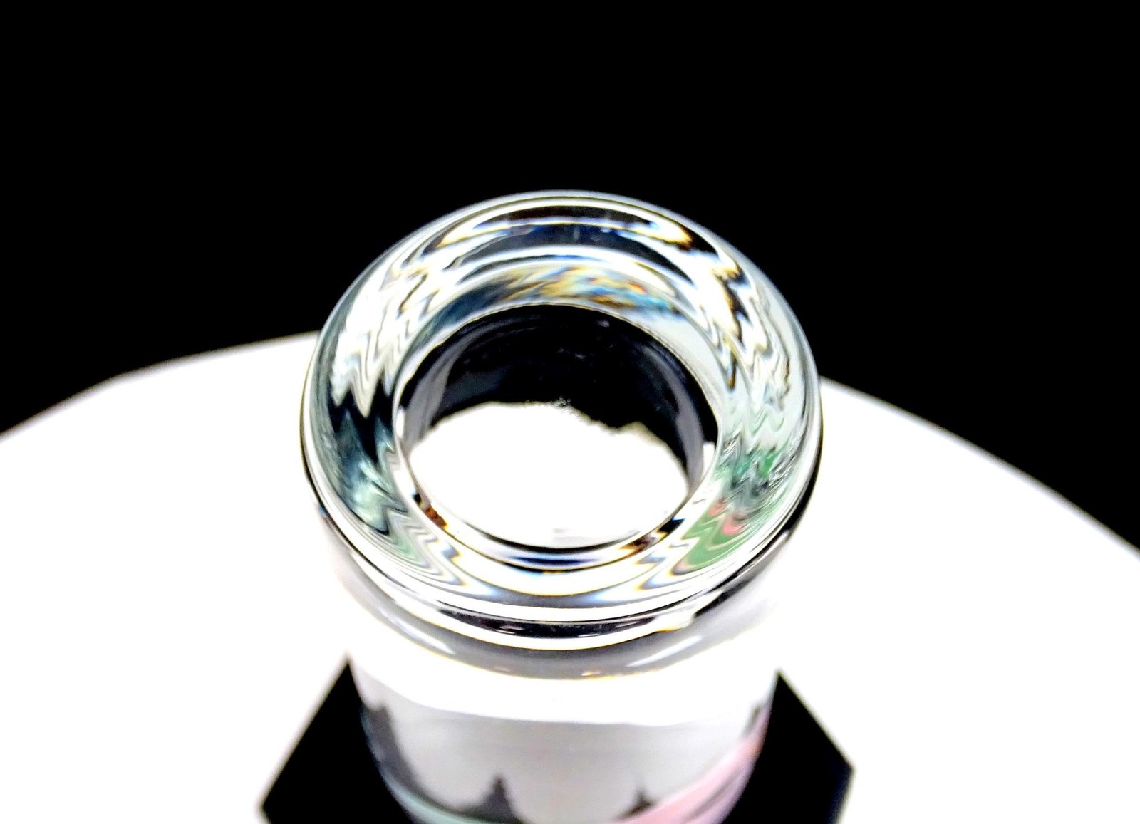 Bohemia Czechoslovakia Crystal Enamel Iris Flower Vintage 4 5/8″ Vase