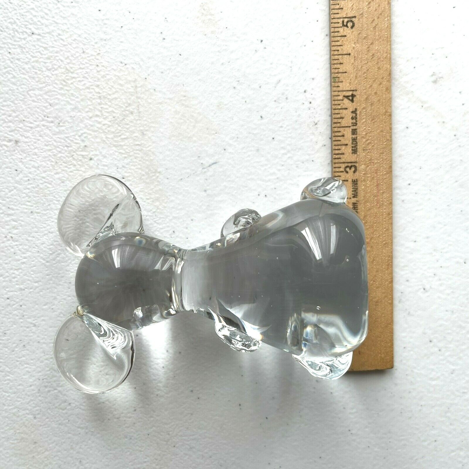 Glass Mouse Figurine Paperweight Clear Mouse Polished Bottom Few Bubbles