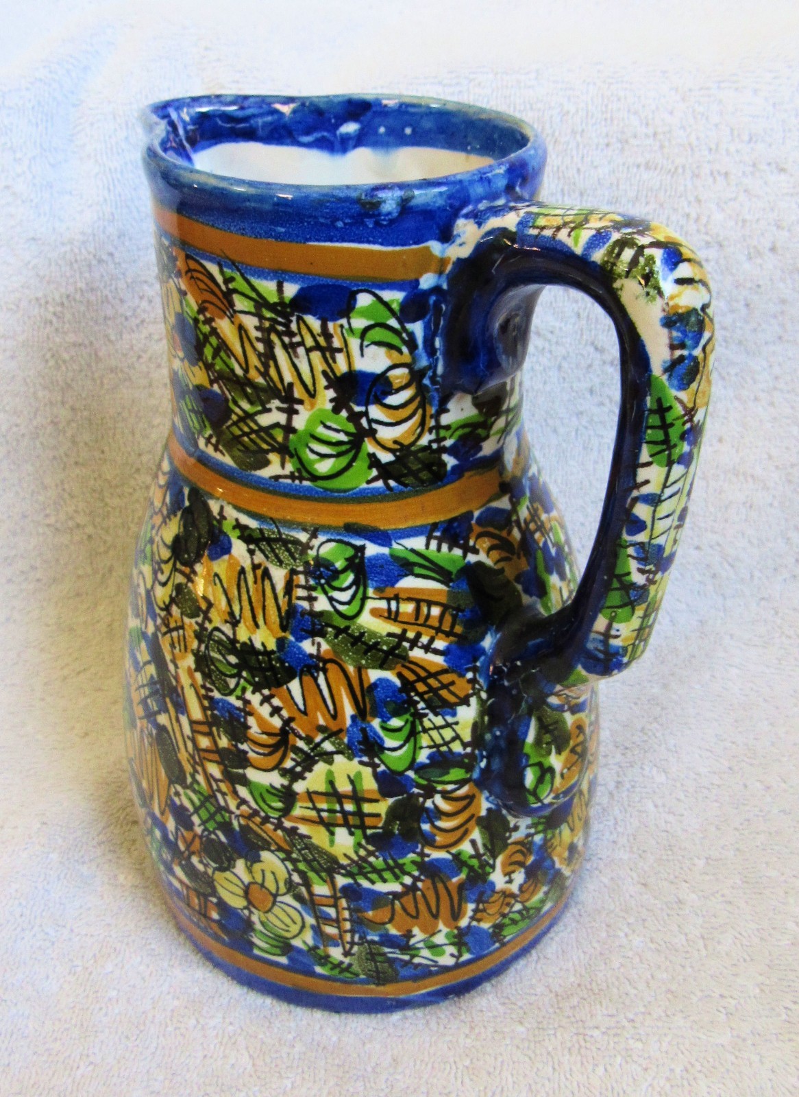 Vintage European Folk Art Pottery Pitcher Czechoslovakia Germany France Italy