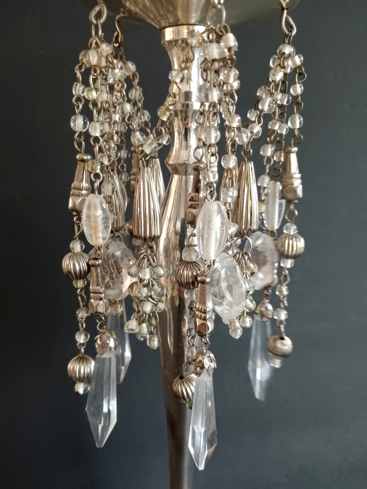 Nordstrom Candlestick Holders Hanging Crystal Prism Set of 2 Hollywood Regency
