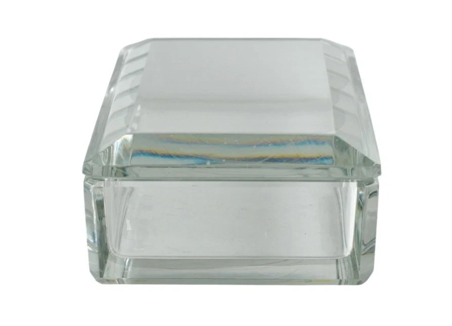 Val Saint Lambert large crystal jewelry – cigar – vanity – trinket – favor box