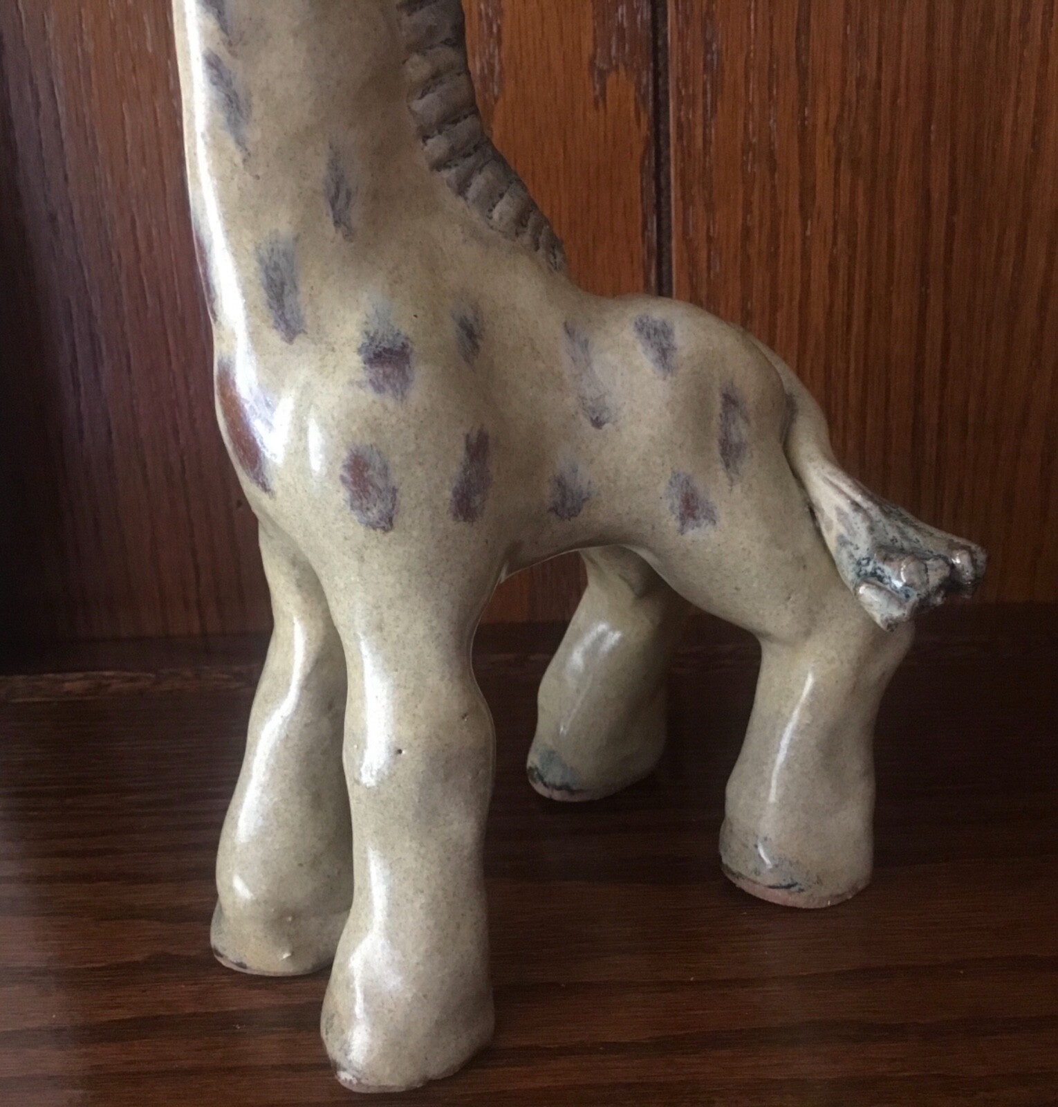 Art Pottery Giraffe Figurine Glazed 10” Tall Vintage