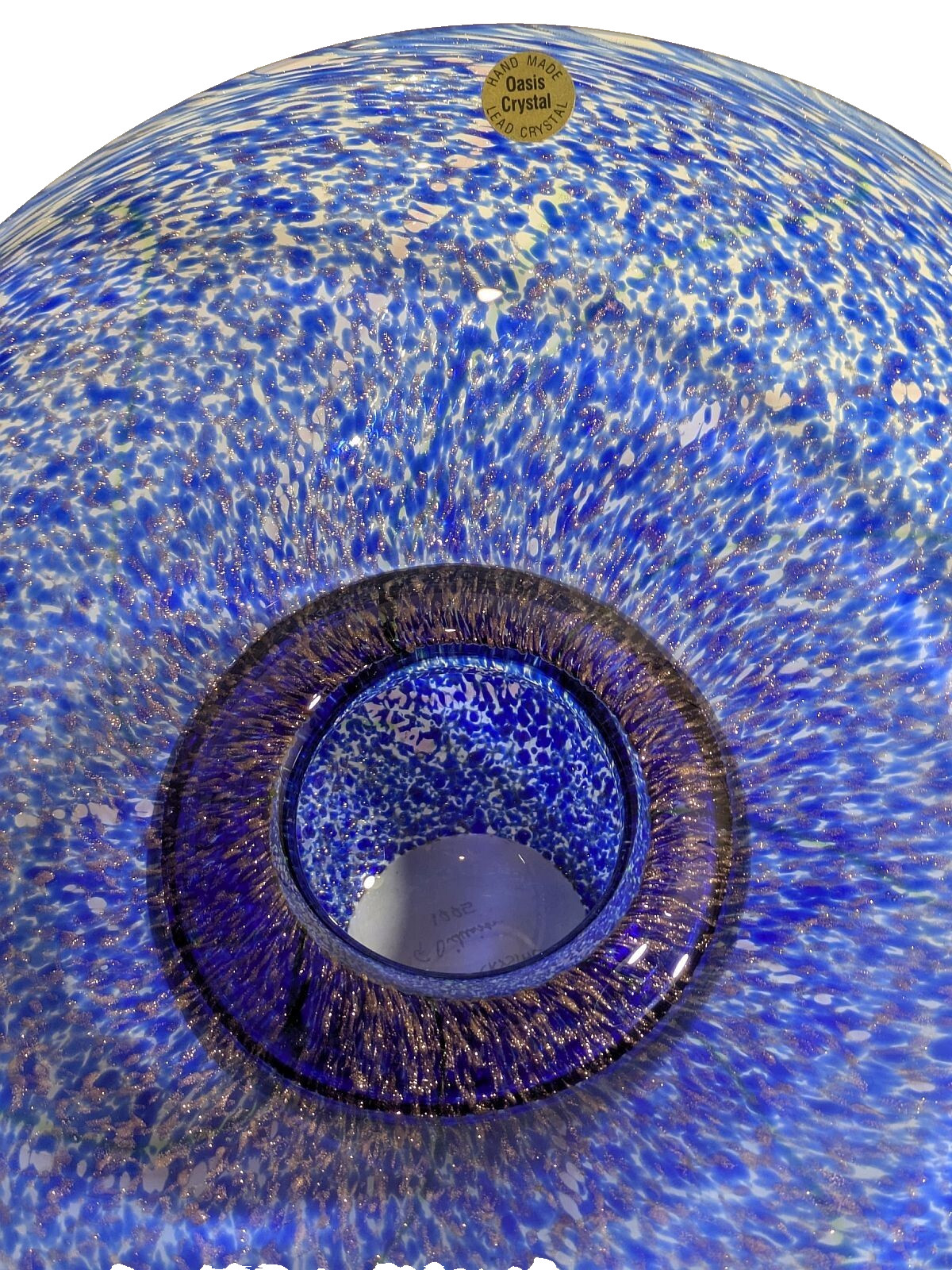 Oasis Blue Crystal Shallow Bowl — Geoffrey Dickinson — Australian Glass Artist
