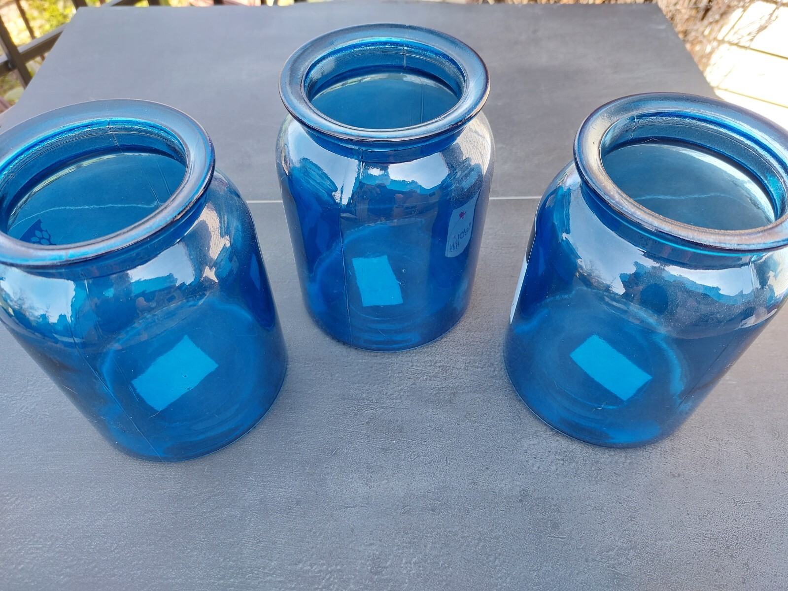 COBALT BLUE GLASS VASES 5 3/4″ TALL- BRAND NEW-set of 3