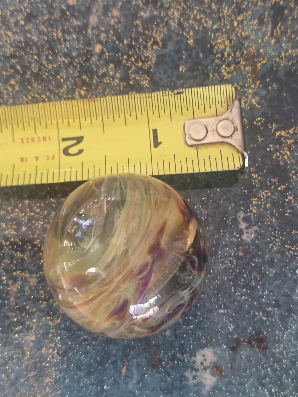 1.5″ Contemporary Art Glass Marble Signed T20 2020 Swirl Heady Paperweight Orb