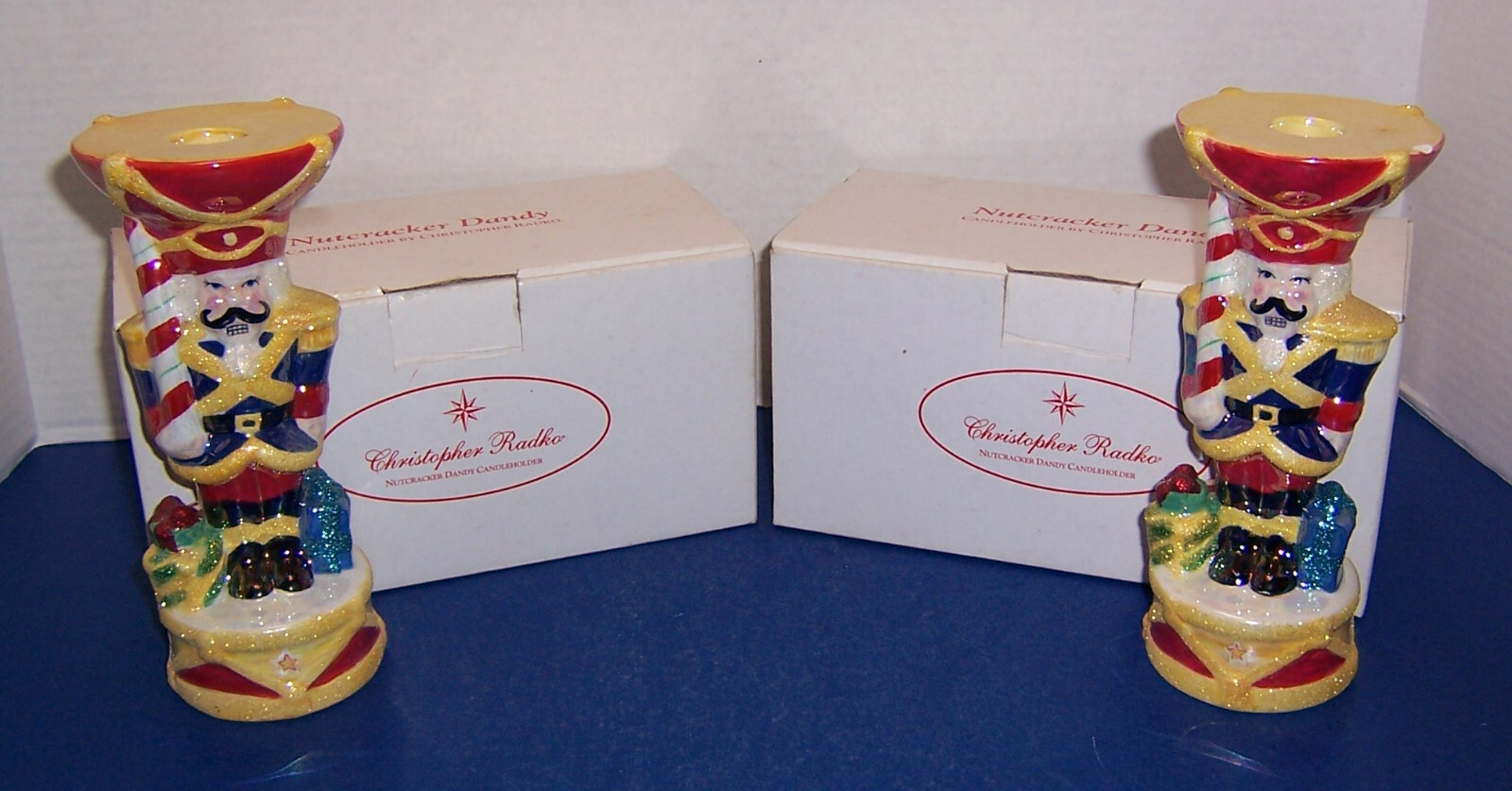 Christopher Radko Nutcracker Dandy 2 Candleholders (7.25”) Original Box & Pkging
