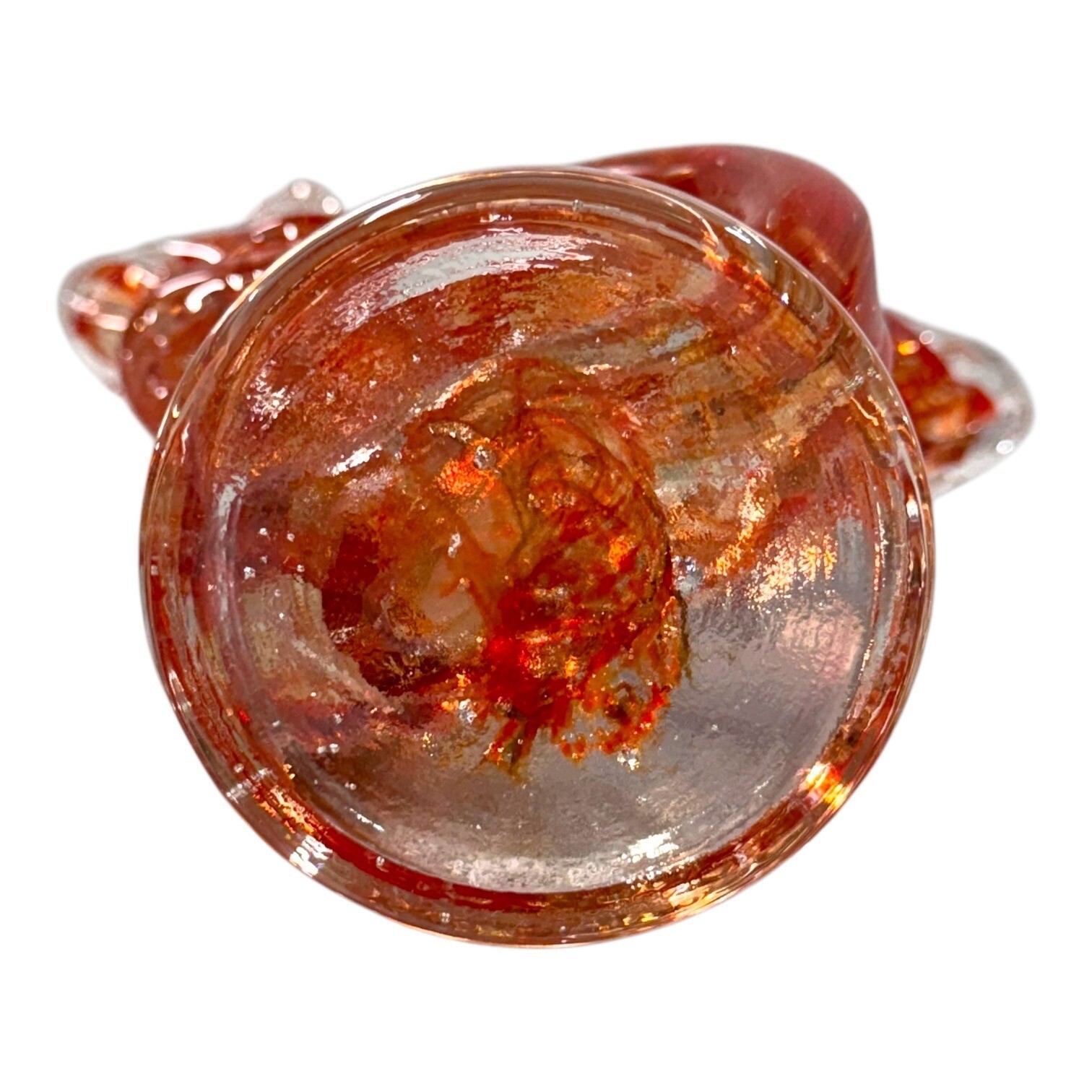 Handcrafted Blown Sculpted Glass Double Swan Figurine Orange 8″ Paperweight VTG