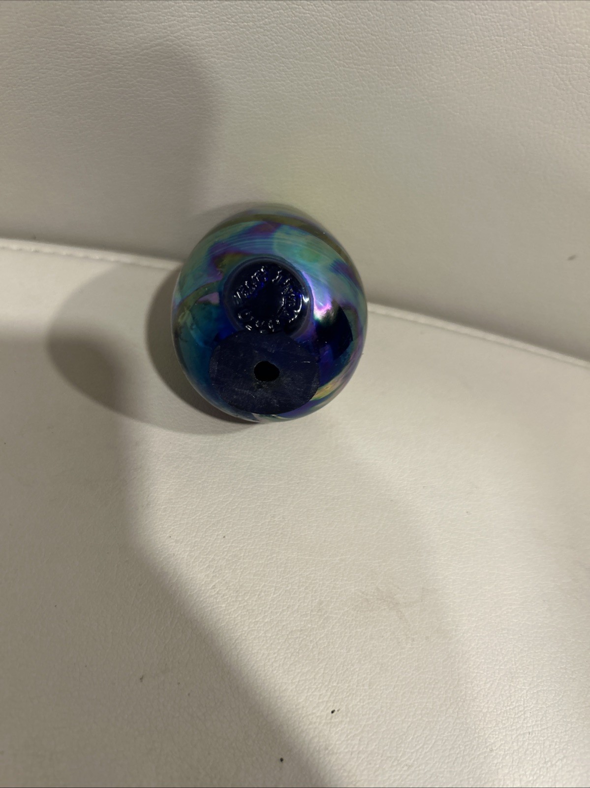 Vintage Anton Intaglio Iridescent Studio Art Glass Paperweight Egg Sculpture