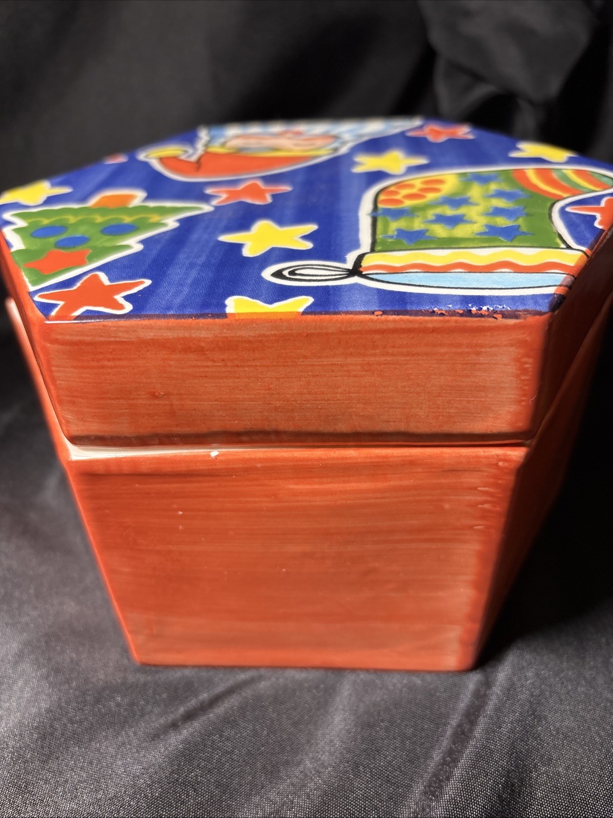 Christmas Santa Painted Ceramic Decorative Holiday Box La Gioconda, Italy