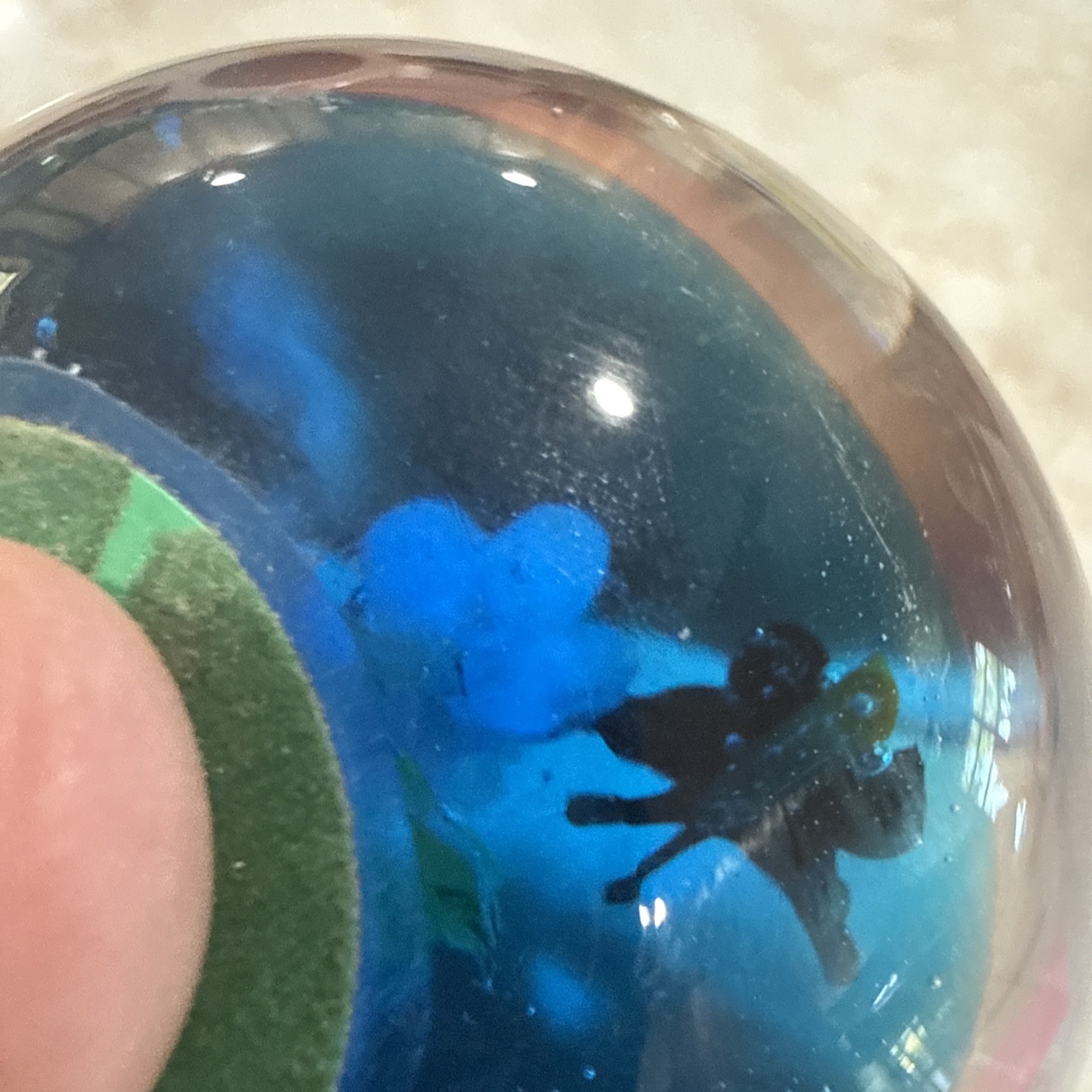 Vintage Art Glass Paperweight Flowers and Butterfly