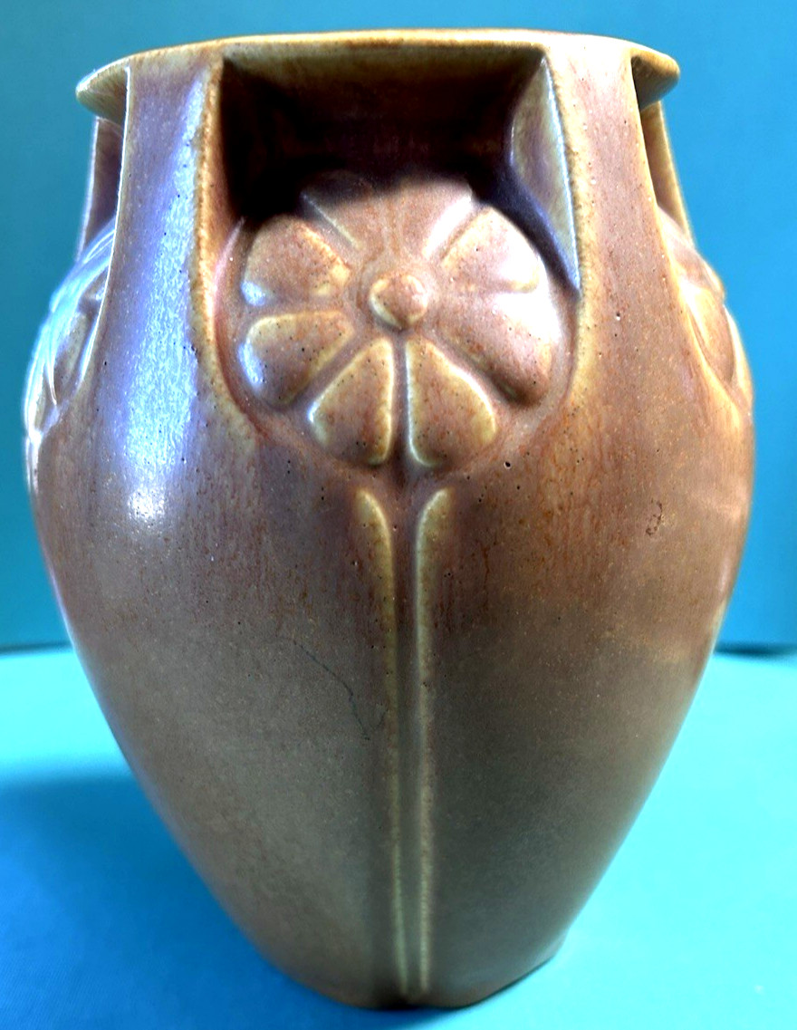 ROOKWOOD VASE #2380 DATED 1929 LOVELY DEEP BROWN W/TAN HIGHLITES 6 INCHES TALL