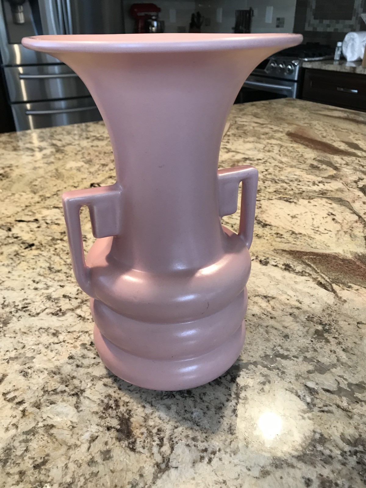 Vintage Abingdon Pink Matte Vase – 9.5 Inches Tall – Art Deco Style