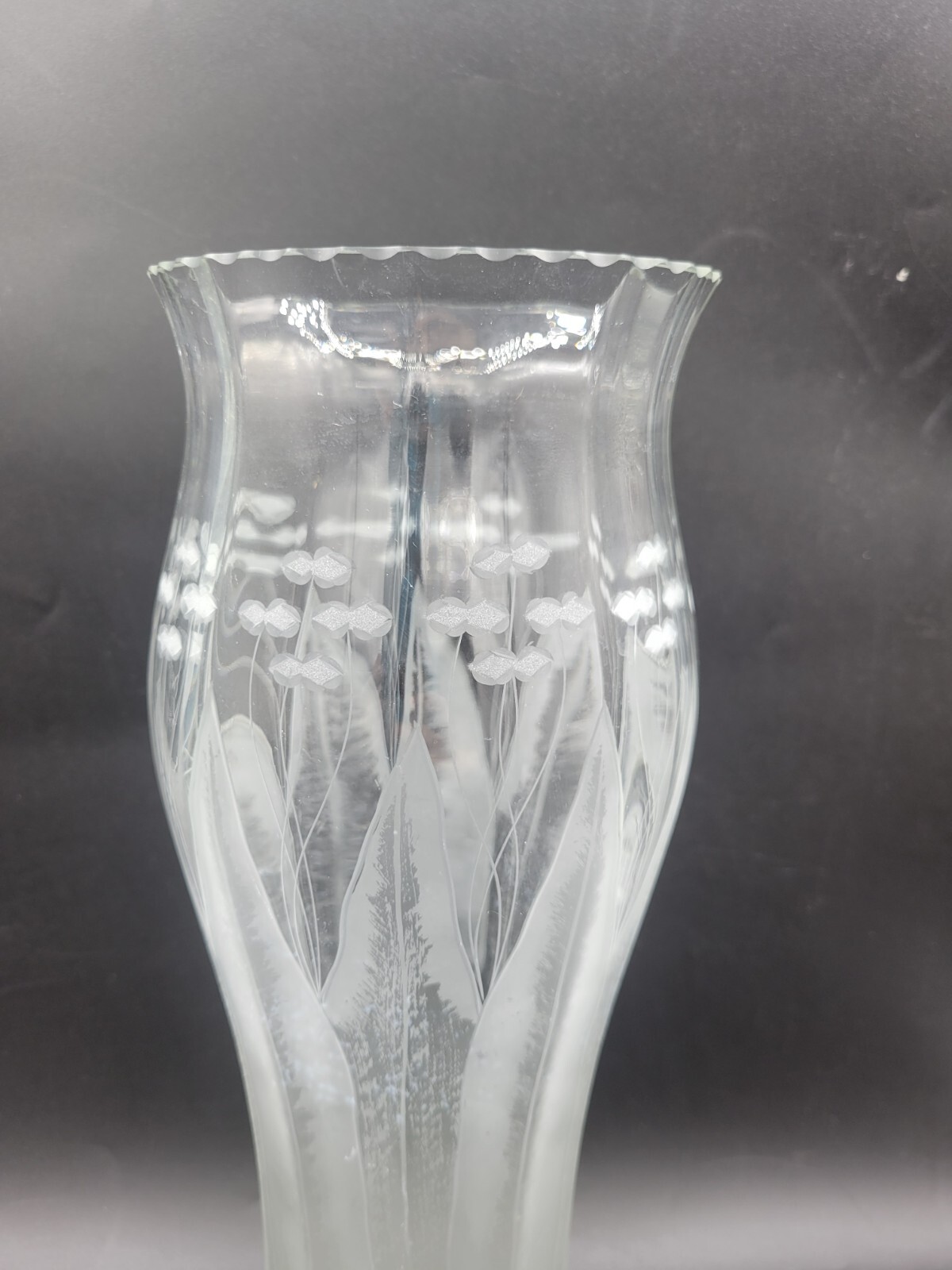 Dorflinger Kalana Lily Pattern Etched Art Glass Vase American Brilliant Period