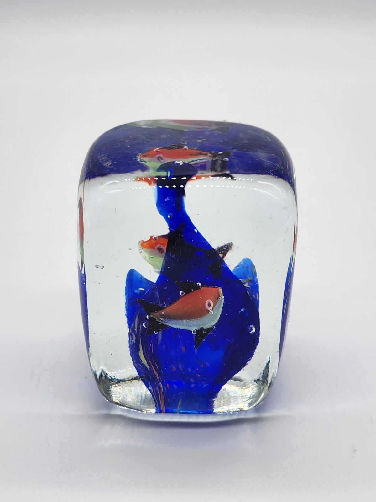 Aquarium Art Glass Ocean Water Fishers Clear Colorful Fun Paperweight