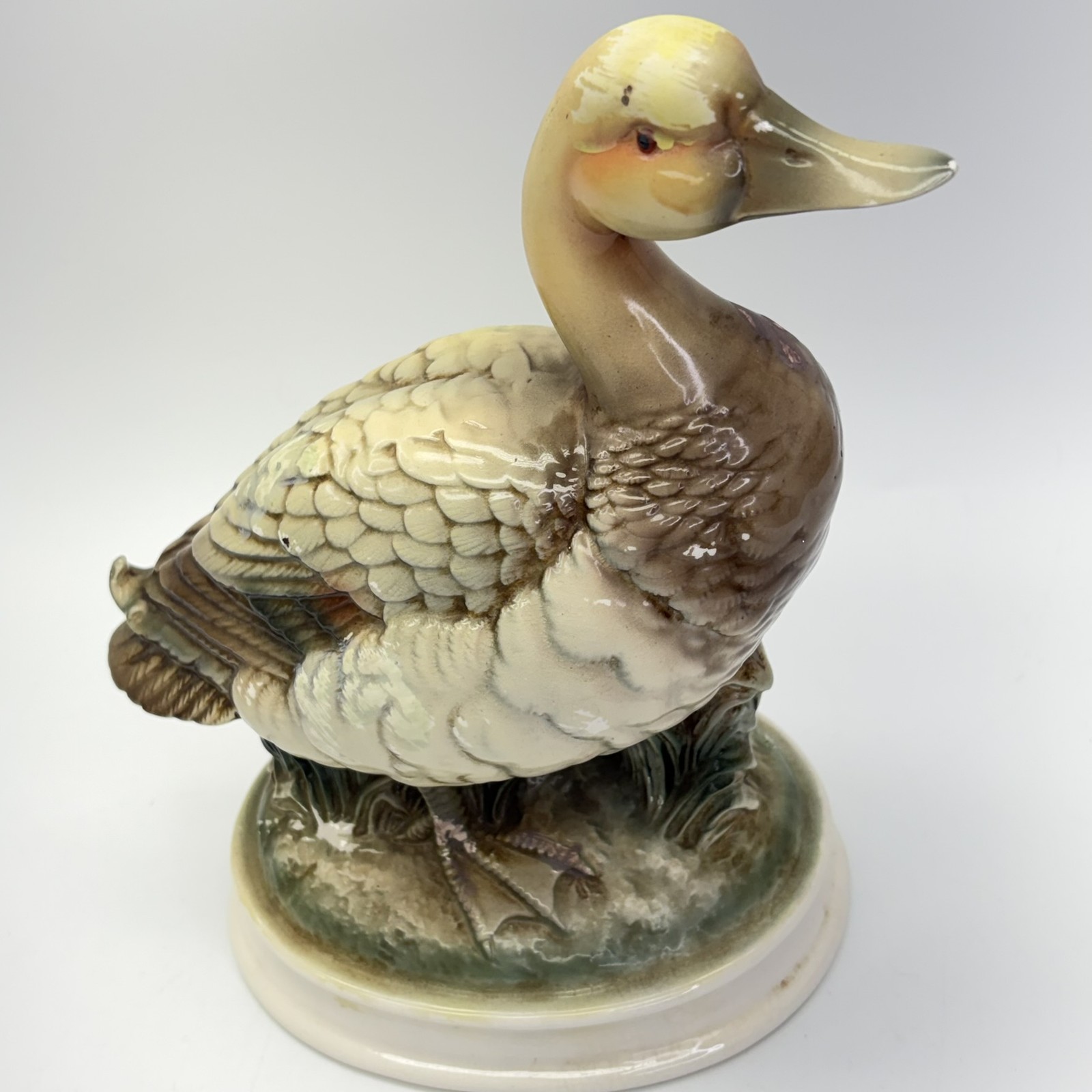 Vintage Ceramic Duck Figurines Pair Mallard Drake Hen Decorative Pottery Set