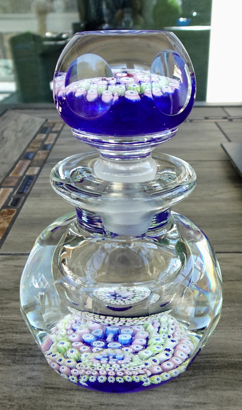 Large John Deacons StK Cane Millefiori Paperweight Style Inkwell Bottle Faceted