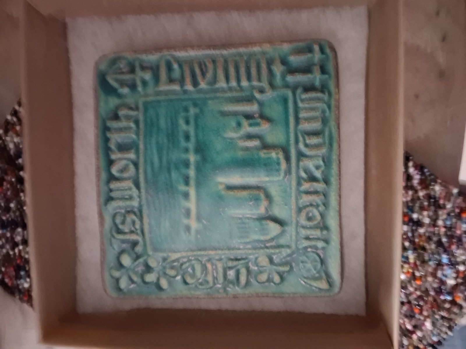 Powabic Pottery Tile In Detroit Life Is Worth Living Turquoise Blue