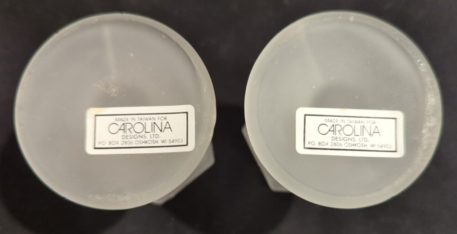 Carolina Designs 2 Frosted Glass Candle Stick Holders 2-1/4″ tall 3/4″ opening
