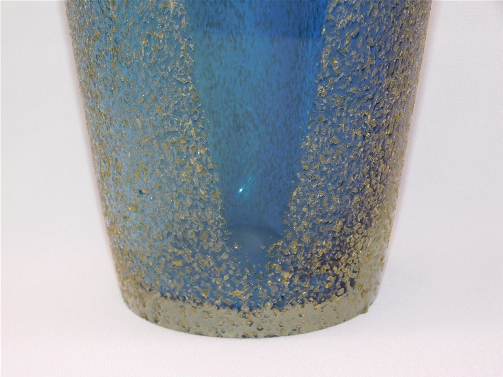 Vtg MCM MURANO Glass Sommerso Mandruzzato Cobalt Blue Textured Vase Italy 9.75″