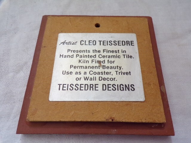 Vintage “Cleo Teissedre” Hand Painted Ceramic Tile Hummingbird