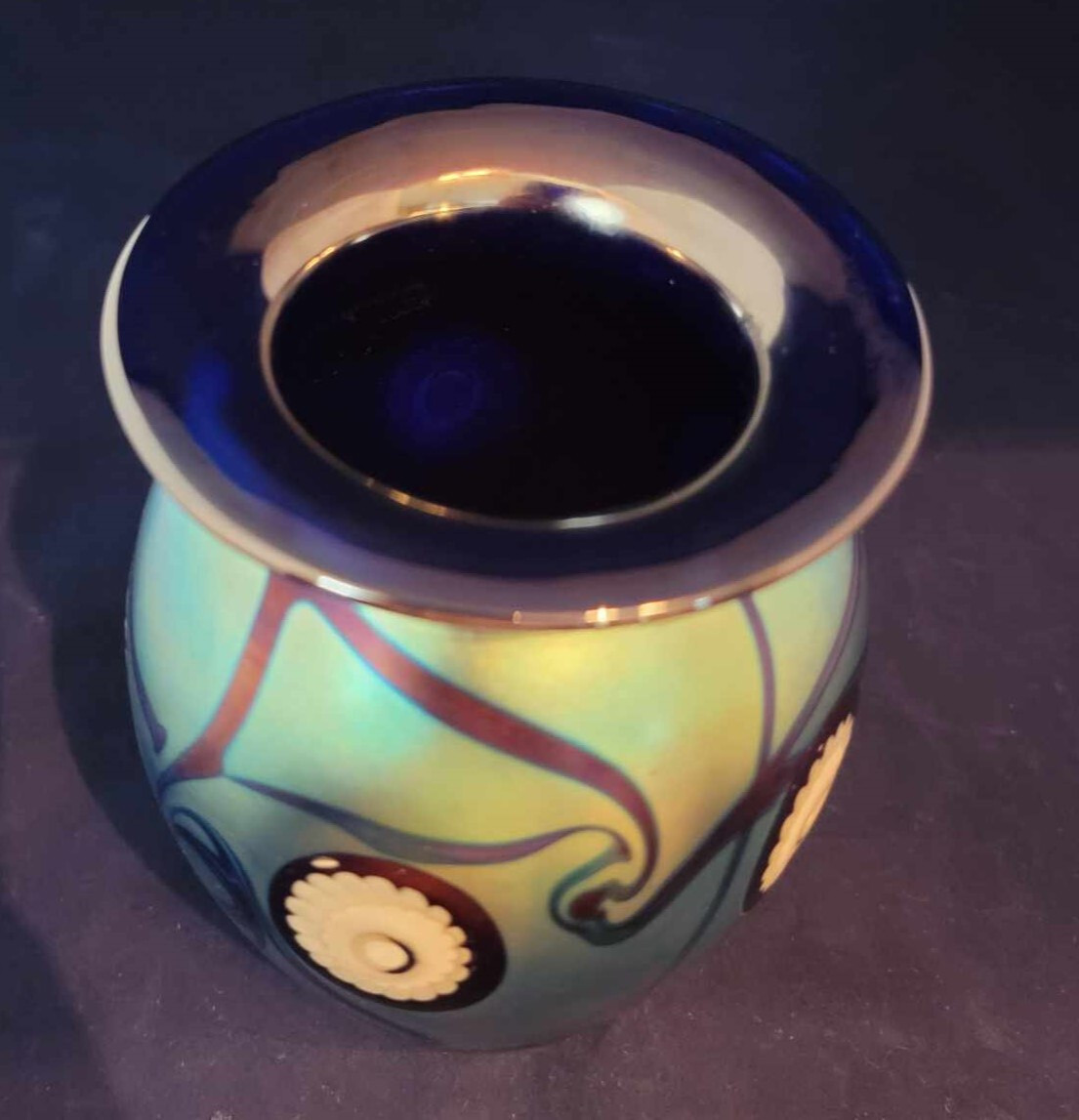 Robert Eickholt Blue Aurene Sea Scape Vase – Signed – 2005