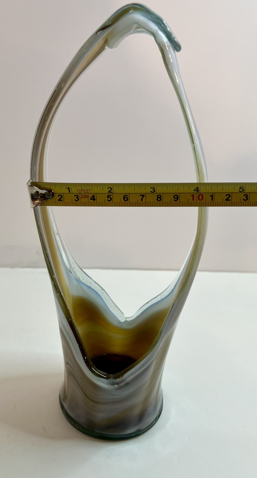 Blown Glass Multi-Colored Art Glass Decorative Vintage Basket – 12”