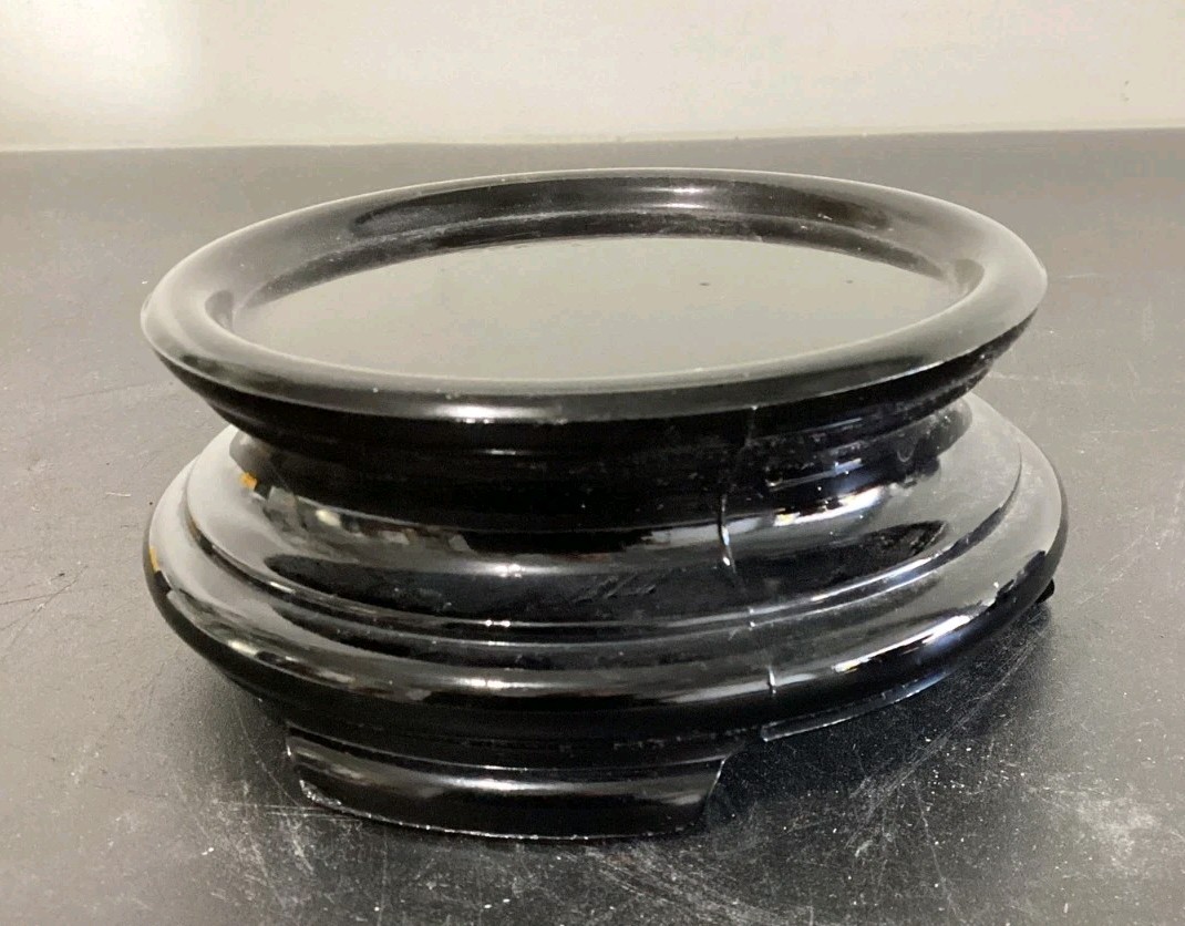 Black Amethyst Glass Display Stand Base Art Deco Vintage 4″