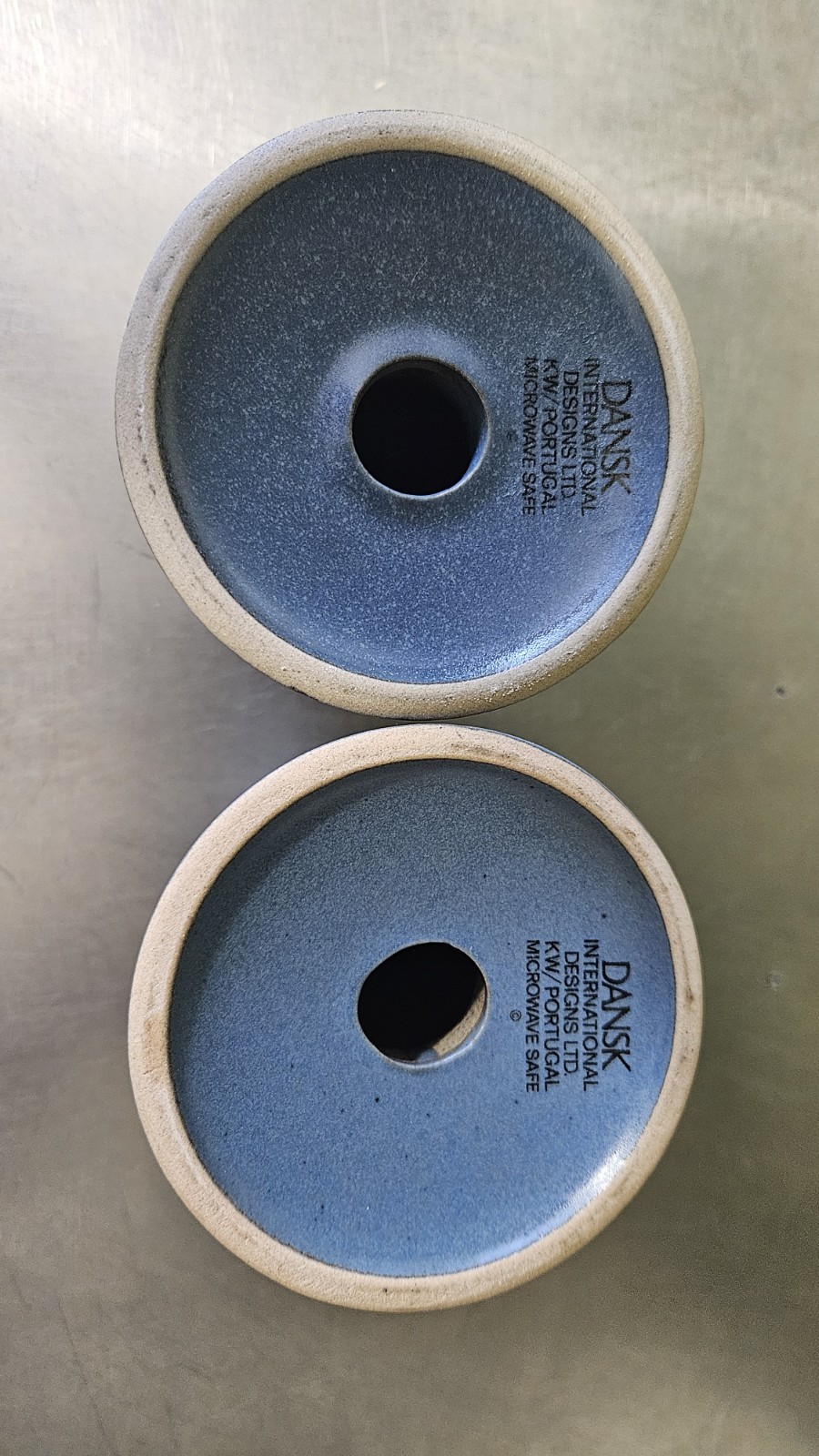 Dansk Mesa Sky Blue Candesticks Candle Holders Set of 2 Portugal