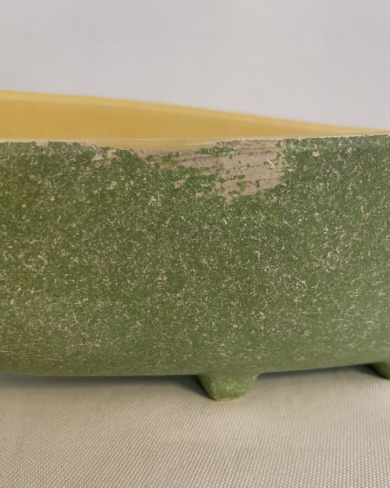 Vintage Shawnee USA Pottery Console Bowl MCM Planter Textured Green Yellow #1101