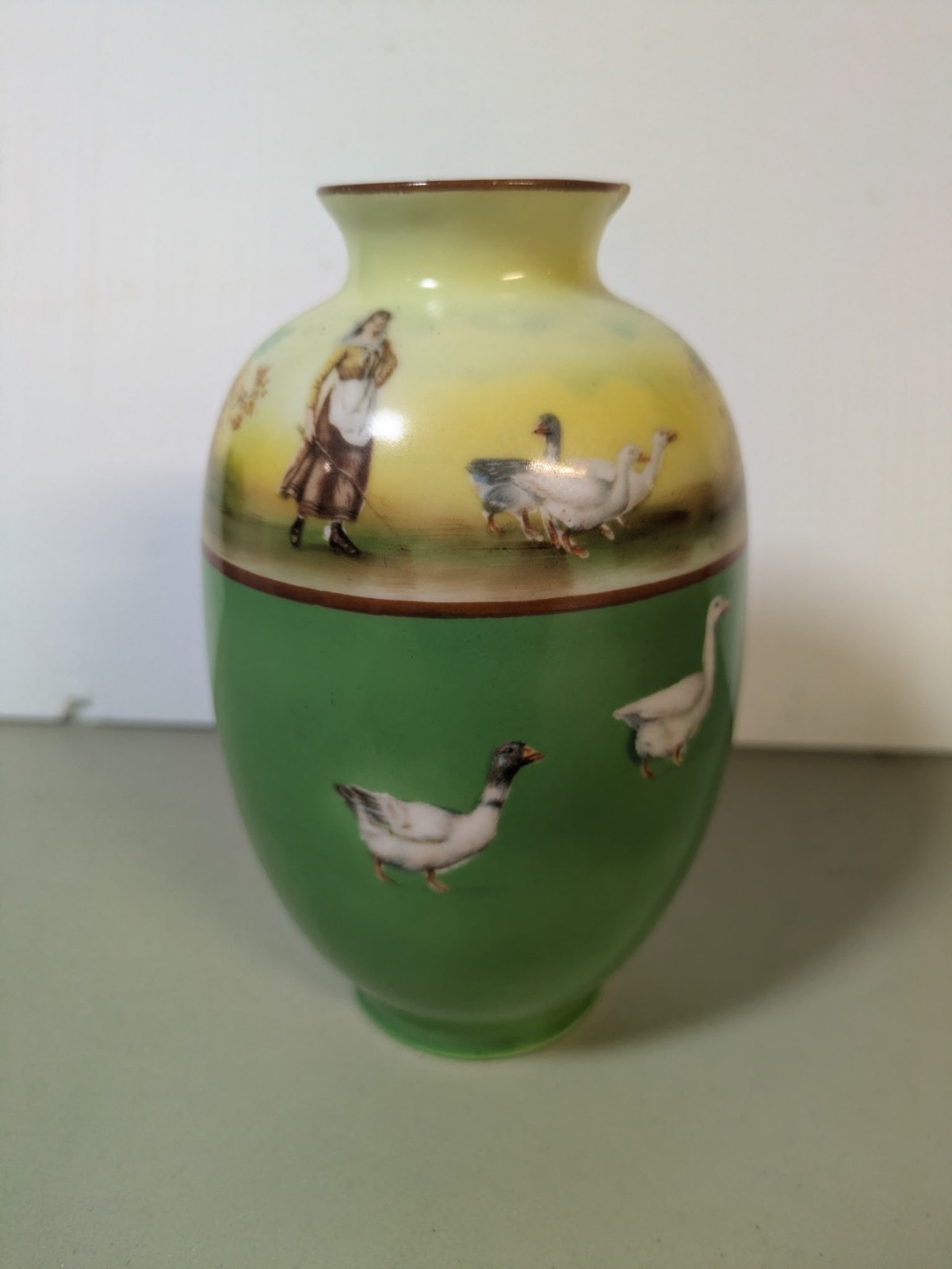 Royal Bayreuth Bavarian vase Woman With Geese Hand Painted