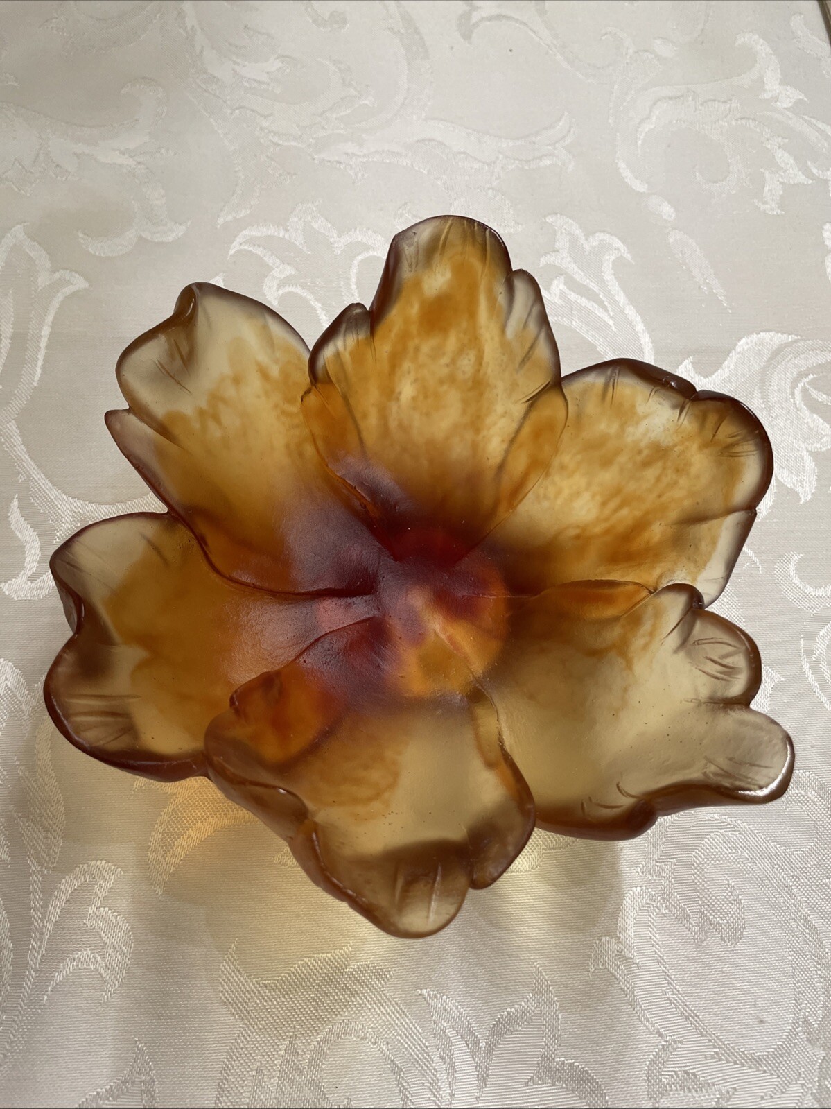 Daum Pate De Verre Tulip Bowl -Amber -6.25”-MINT