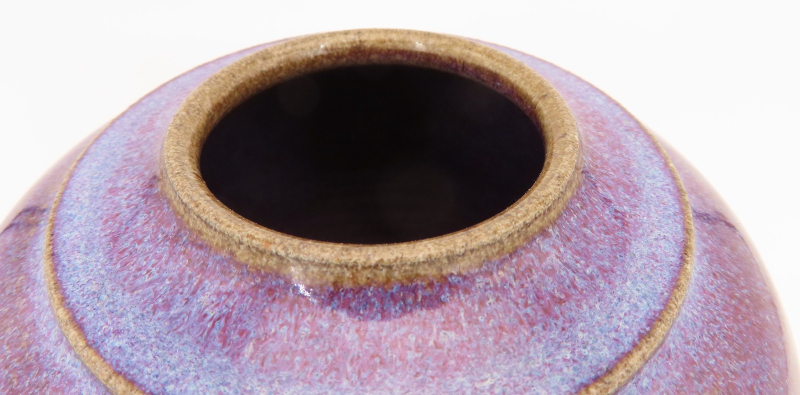 Art Pottery Vase Pot Purple Blue Flambe Drip Glaze 7″ High Artist Signed