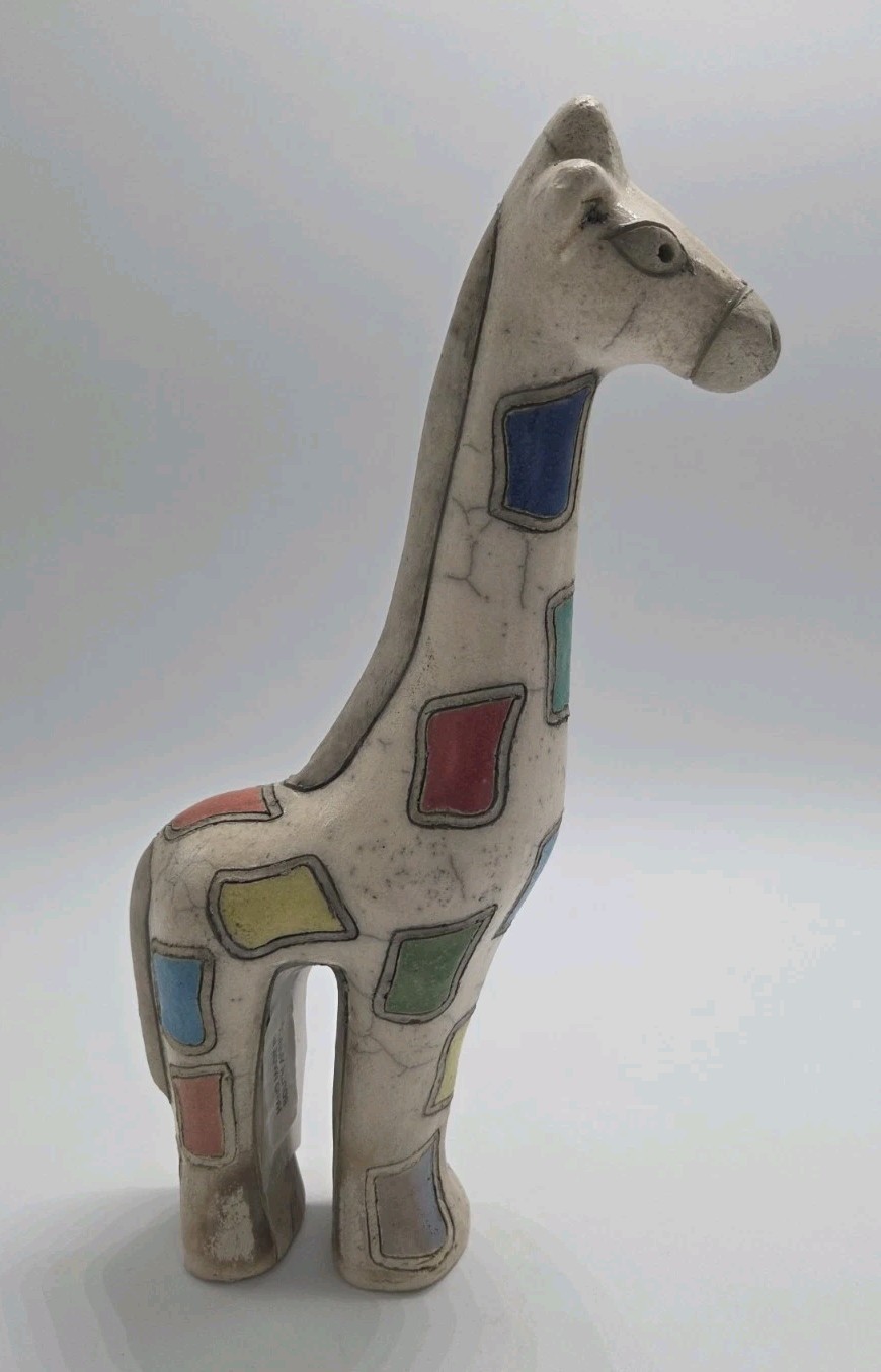 Raku Pottery Giraffe 9.25″ Tall Figurine Handmade in South Africa