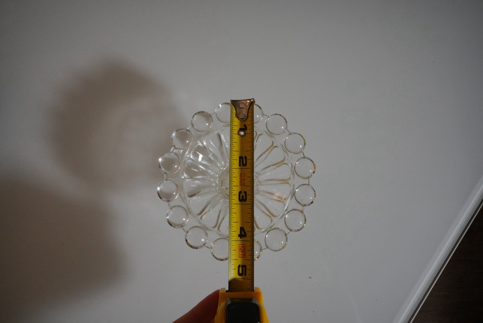 Vintage Clear Glass Candle Holder Beaded Edge Decorative Glossy for Taper Candle