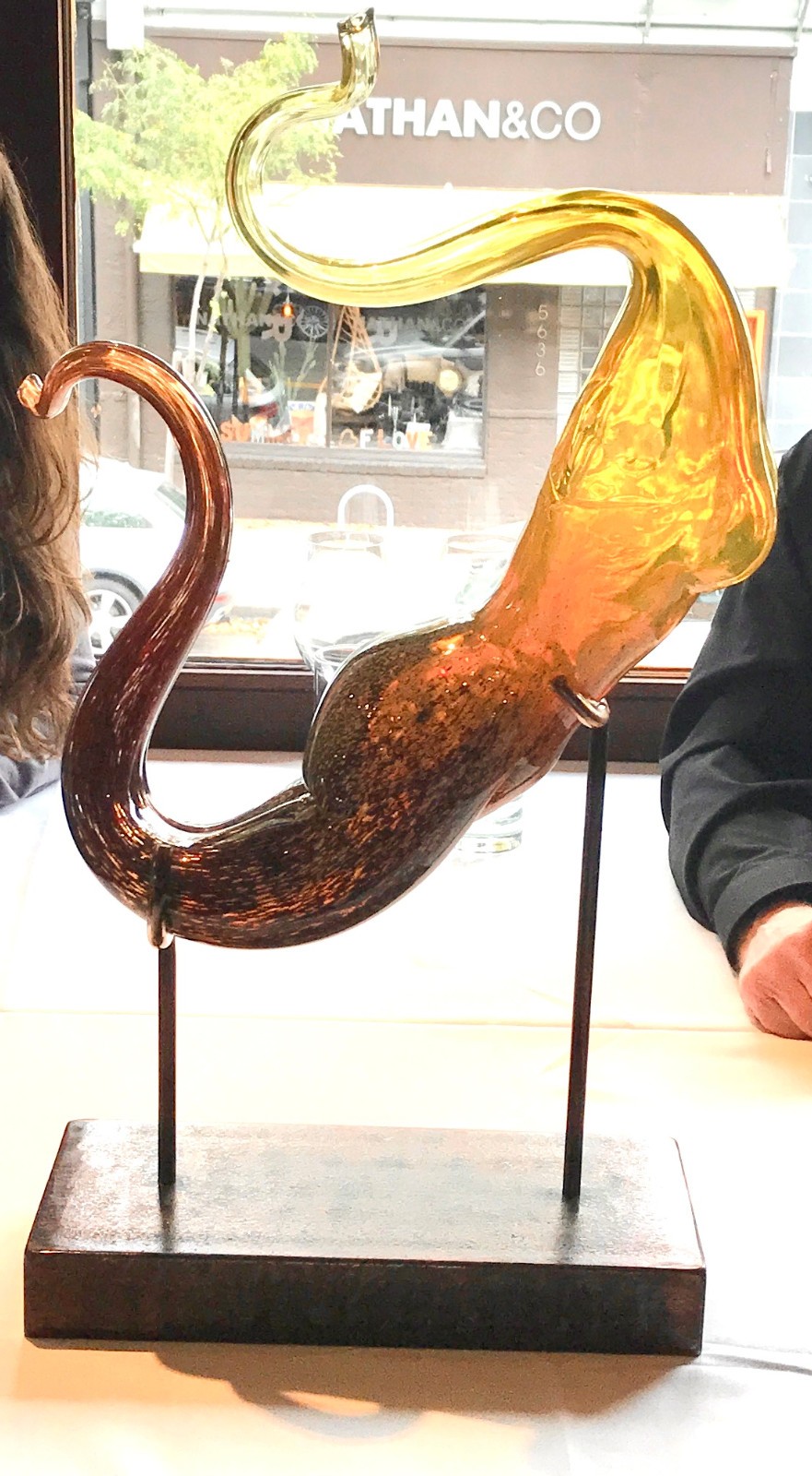 Fine Art Hand Blown Glass Sculpture Alixis Silk Mermaid Female Form Steel base