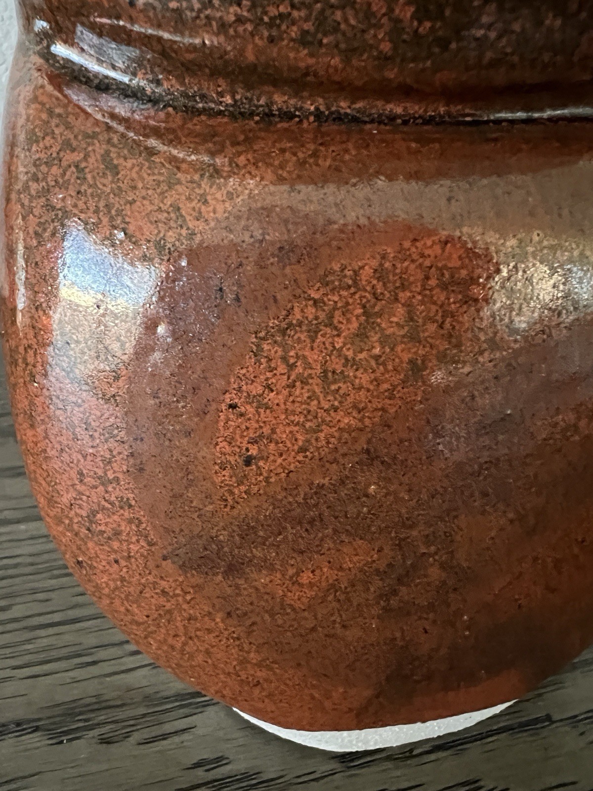 OHATA Metallic Copper Brown Iron Glaze Art Studio Pottery Vase Raku 7.5″ T