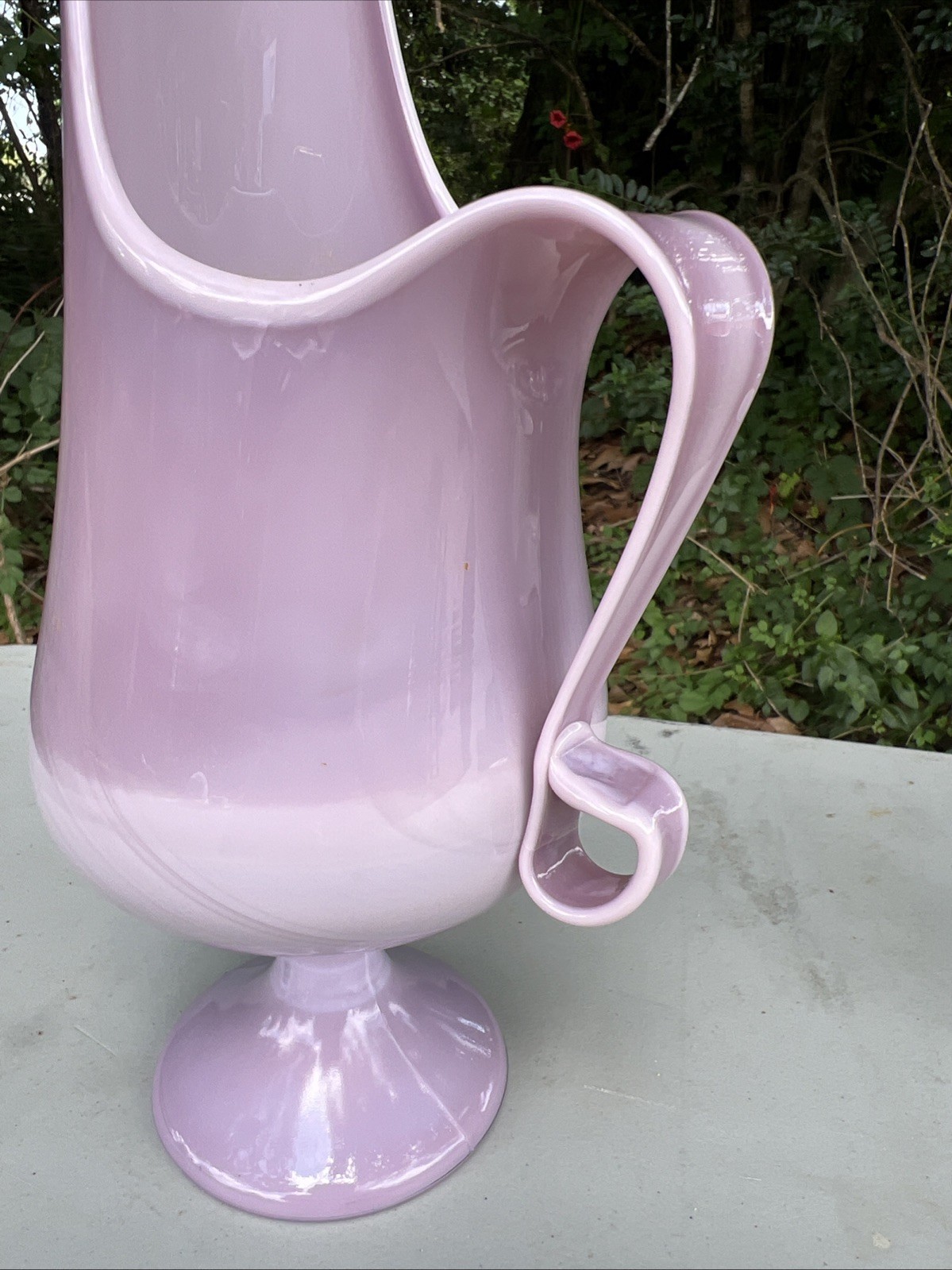 Vintage RARE 1961 MCM LE L.E Smith LILAC Swung VASE Pitcher Candle Holder