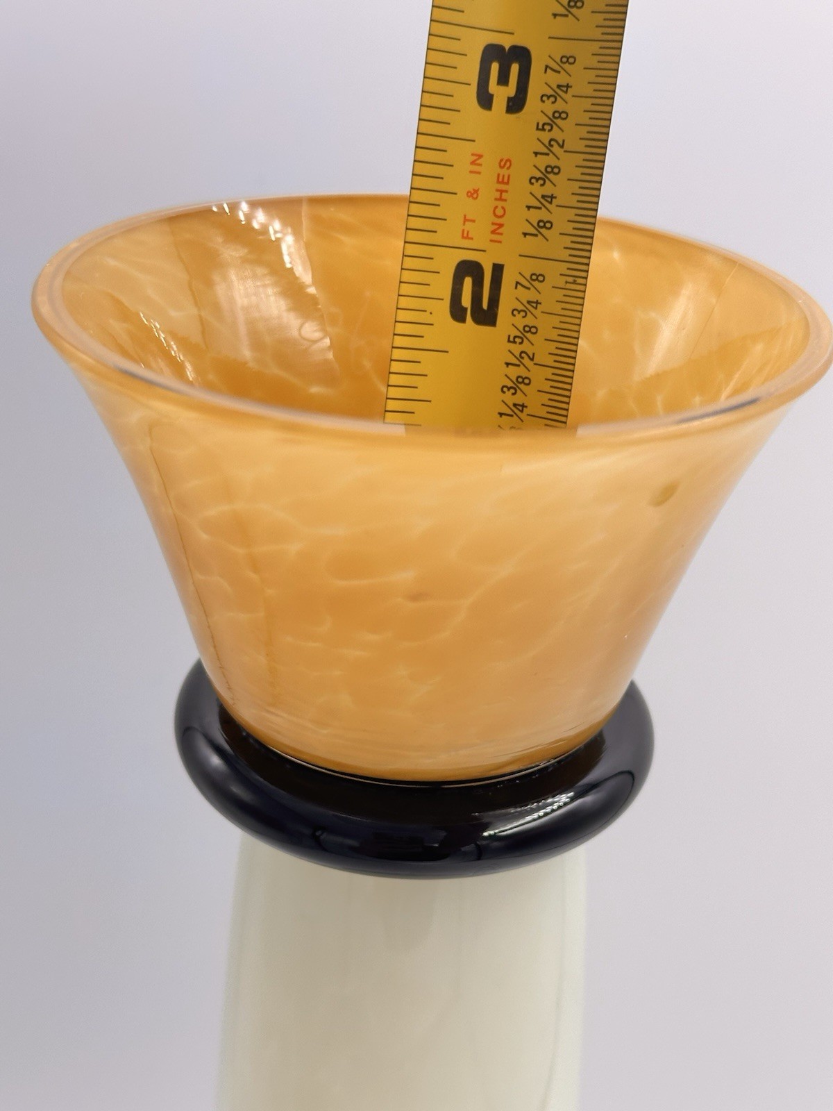 Vintage Hand Blown Art Glass Pedestal Pillar Candle Holder Art Deco MCM 14.5”