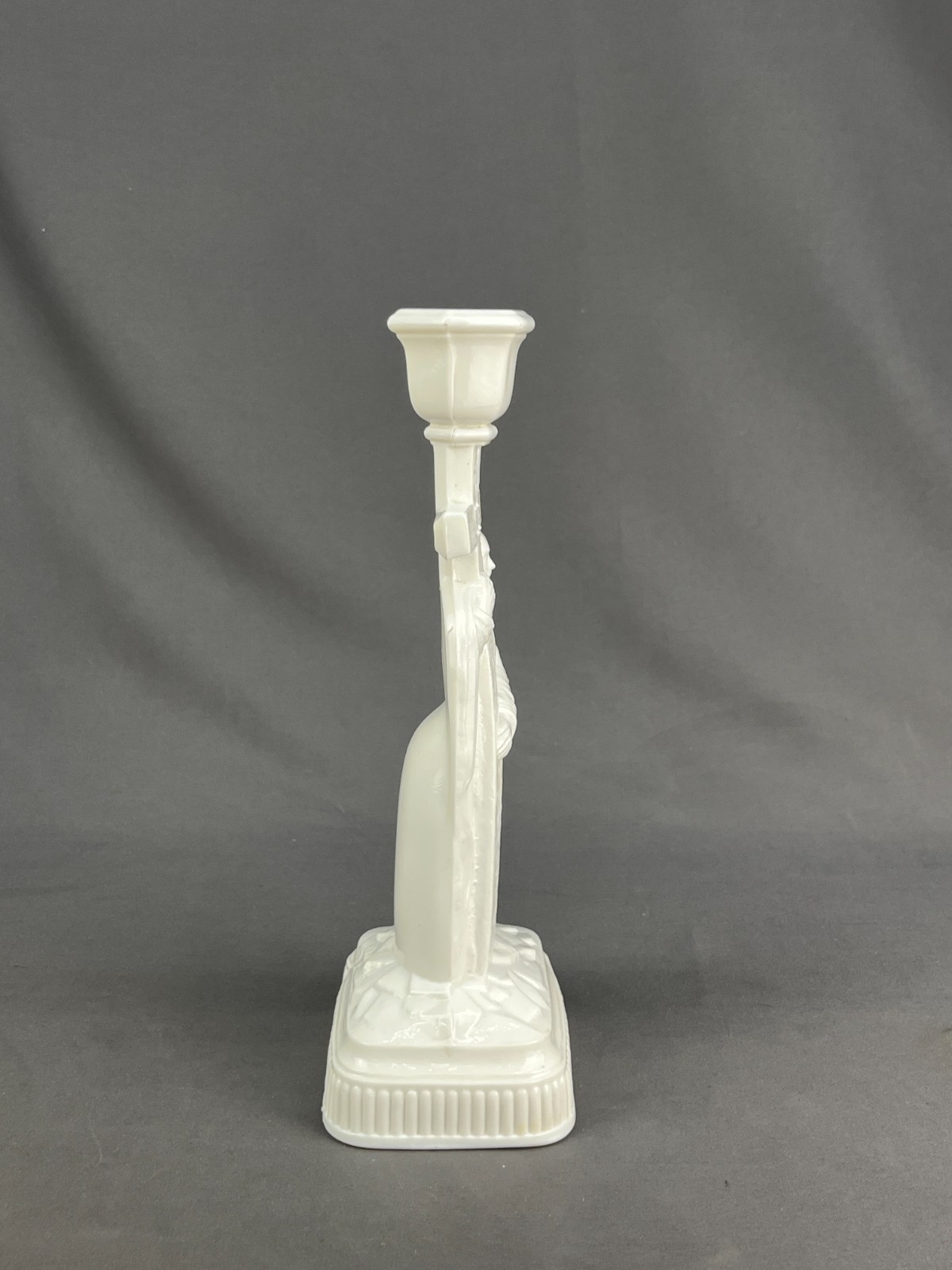 Rare Antique EAPG Challinor, Taylor Milk Glass Jesus at Calvary 10.5 Candlestick
