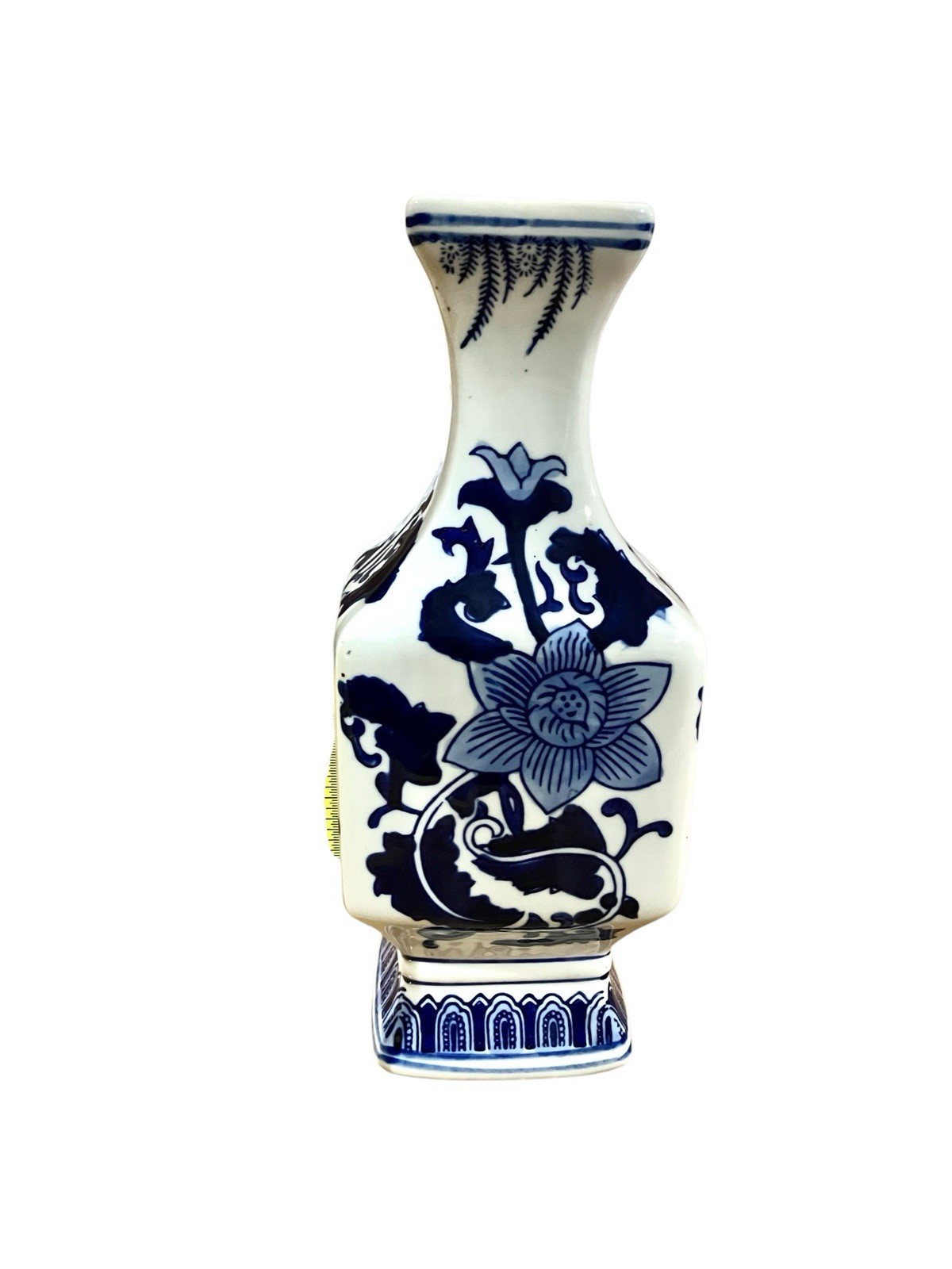 Vintage Hand Painted Classic Blue & White Chinese Square Fluted Vase China