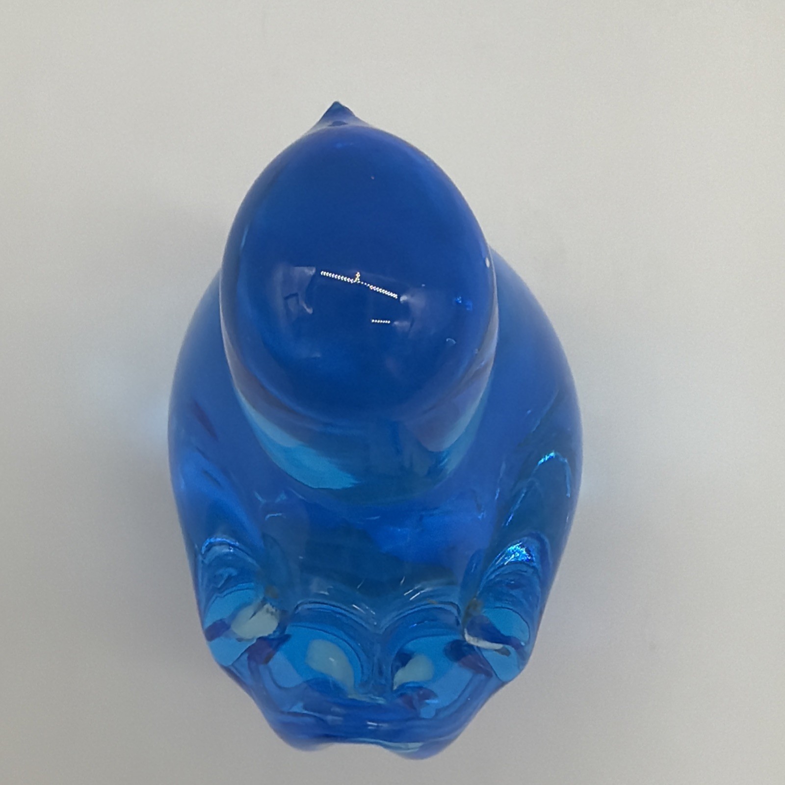Vintage BLUEBIRD OF HAPPINESS Art Glass Bird 2.25” Signed 1990
