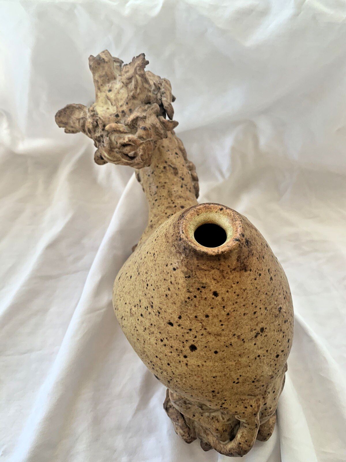 VTG Handmade Camel Sculpture Art Pottery Large Heavy Rustic Primitive 9.5”