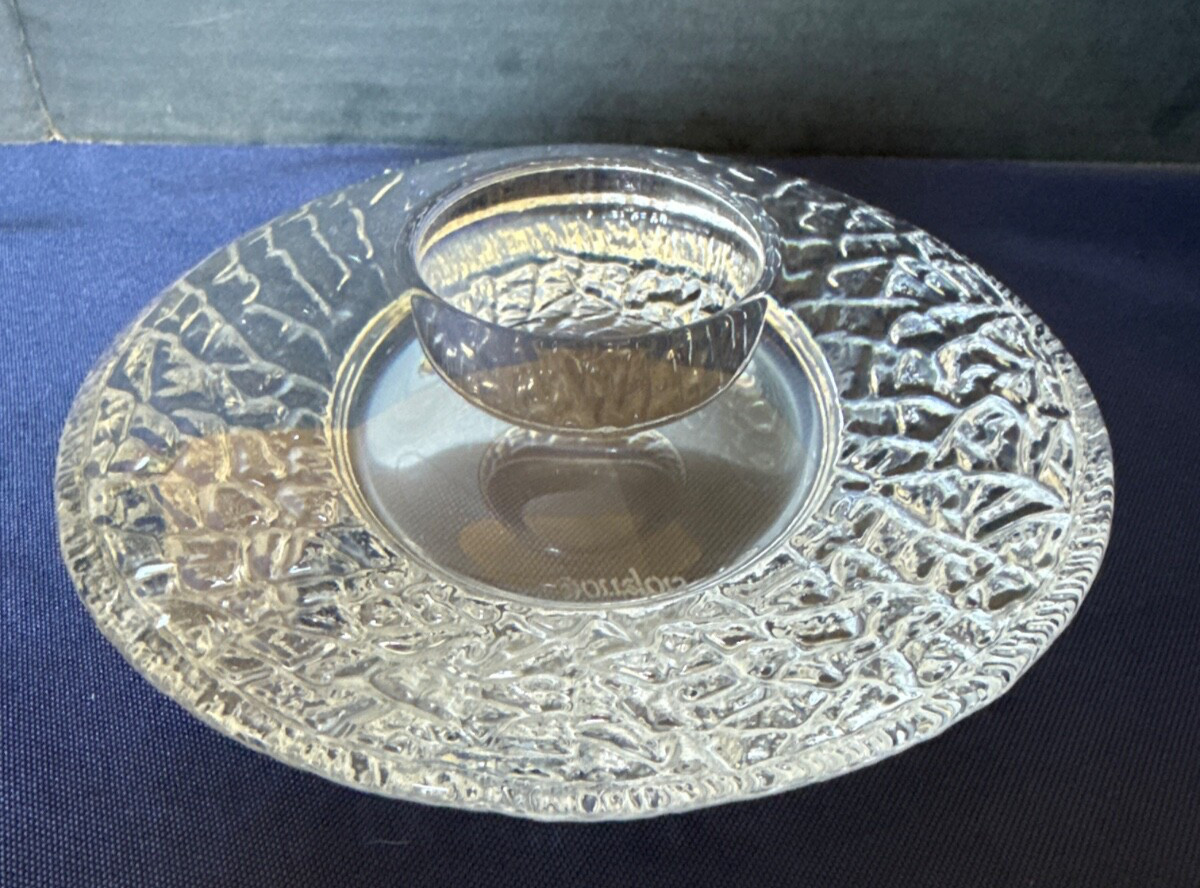 Orrefors Tea light Discus Lars Hellsten Crystal Candle Holder Swedish