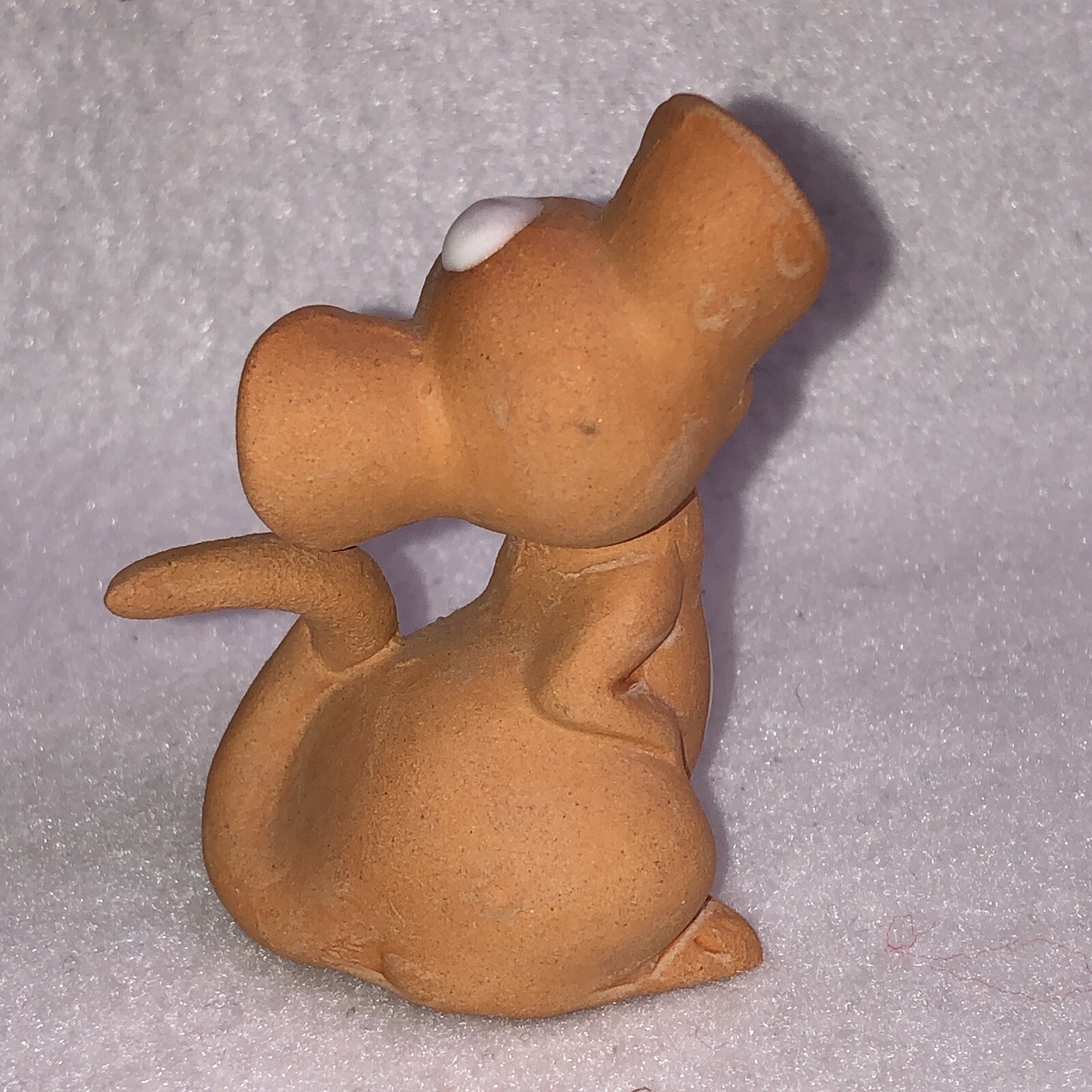Terra Cotta Style Pottery Clay Mouse Figurine with Glazed Details Stamped “C”