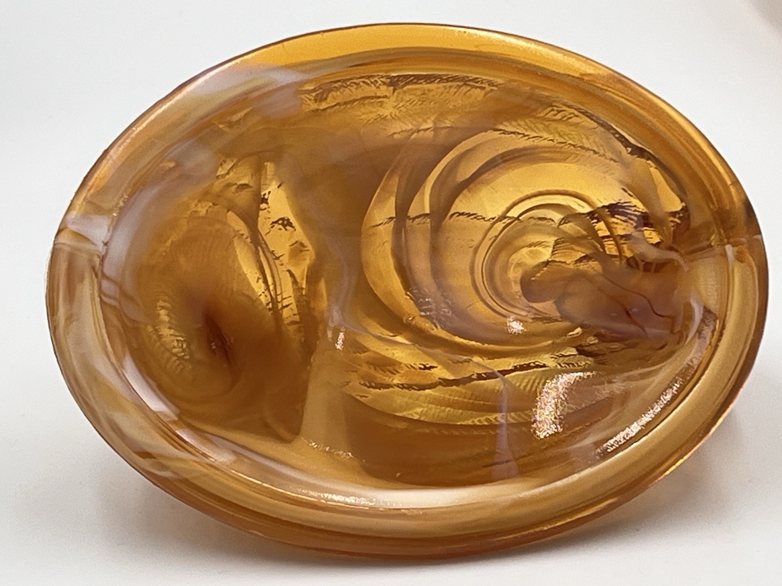 Rosso Westmoreland Carmel & White Slag Art Glass HenOn Nest Vintage !LAST ONE!