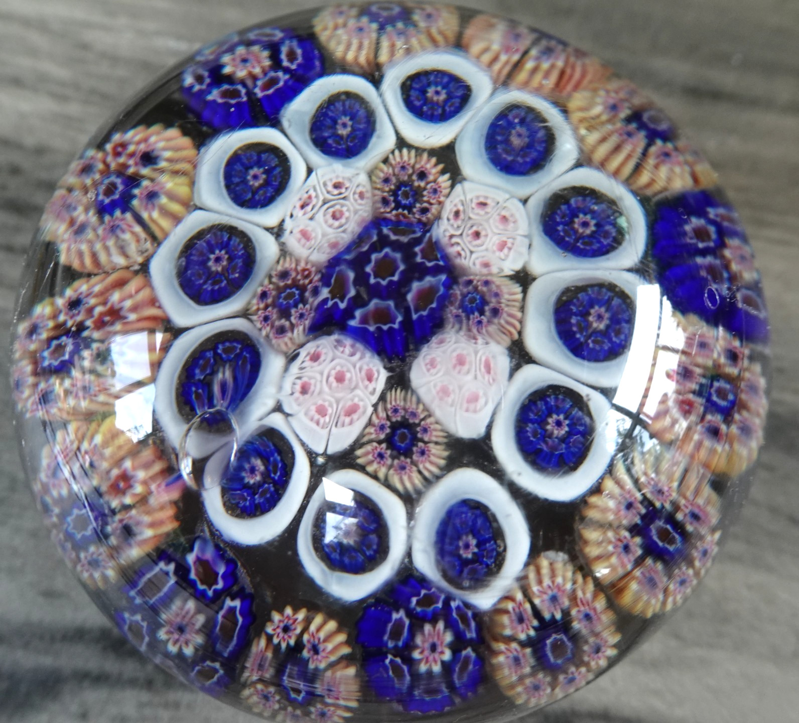 Antique New England Glass Co Concentric Millefiori Art Glass Paperweight NEGC
