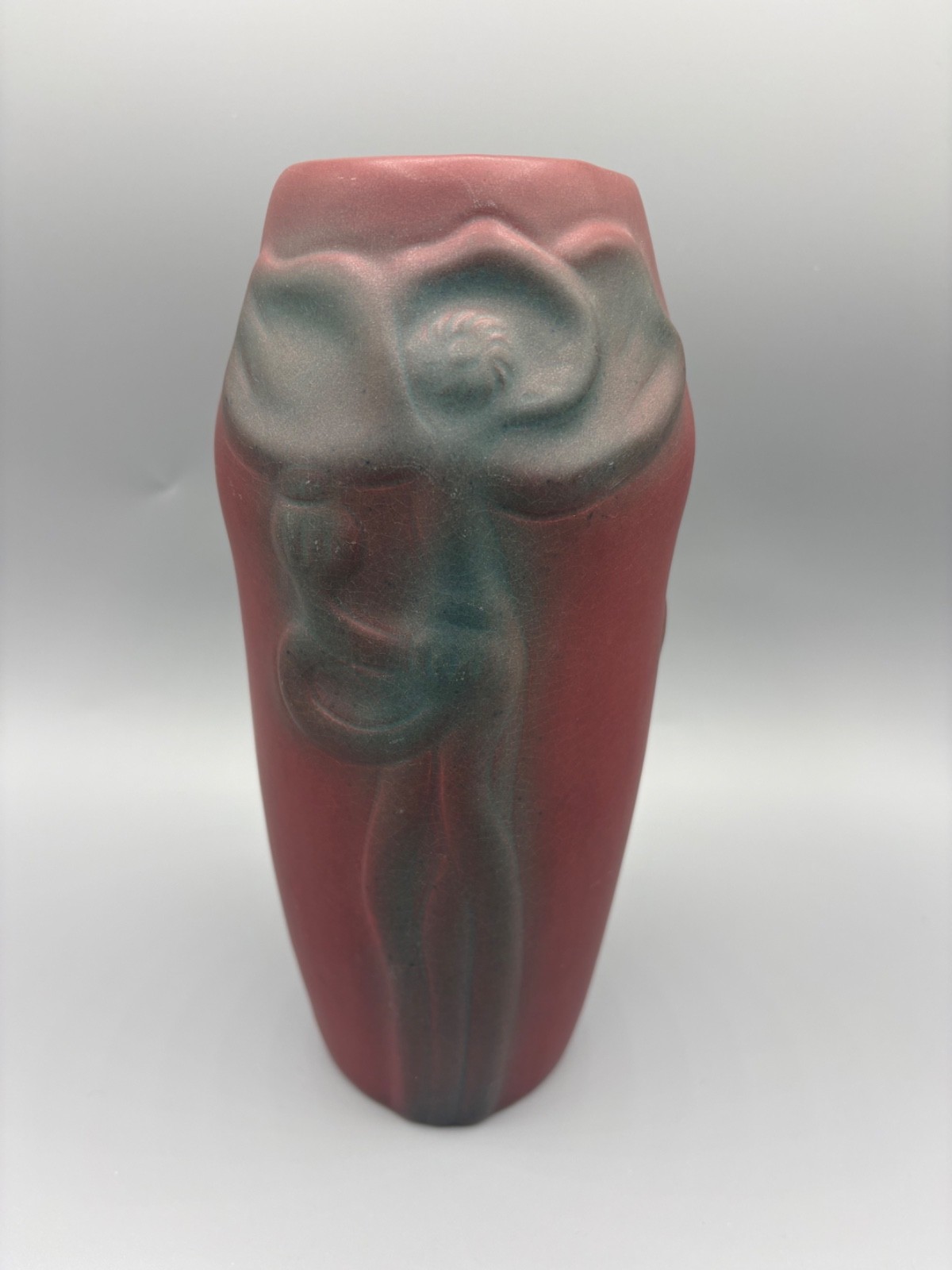 Antique Van Briggle Pottery Poppies Poppy and Pods Mulberry Vase Early USA